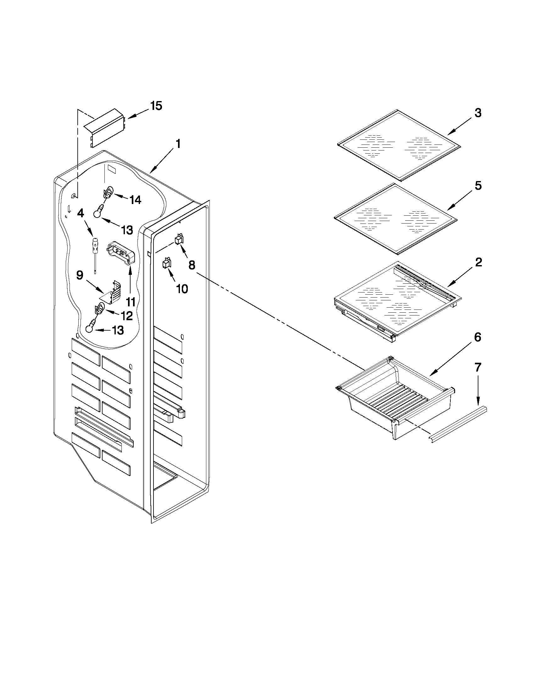 Whirlpool 7WSC21C4XY00 freezer liner parts diagram