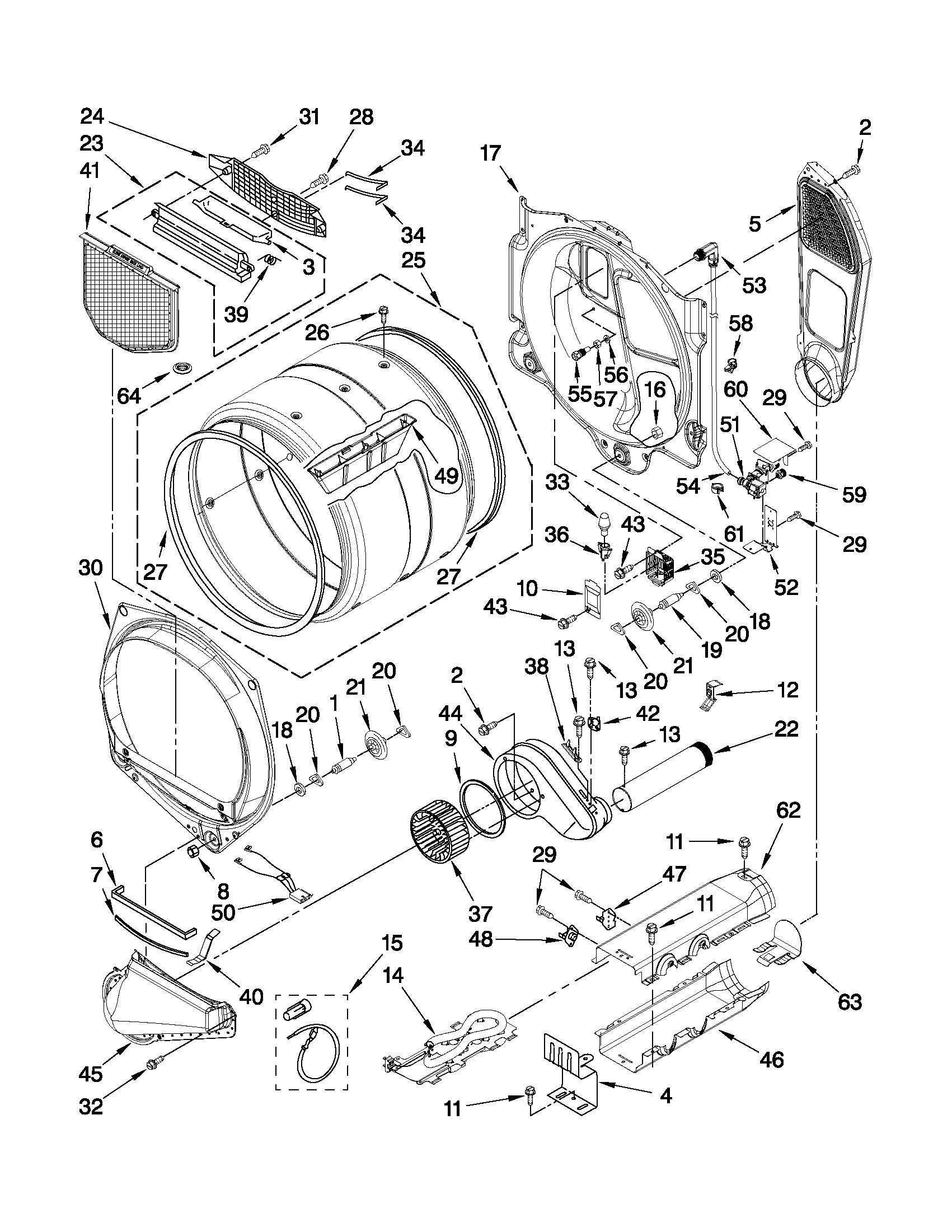Whirlpool WED9270XR2 bulkhead parts diagram
