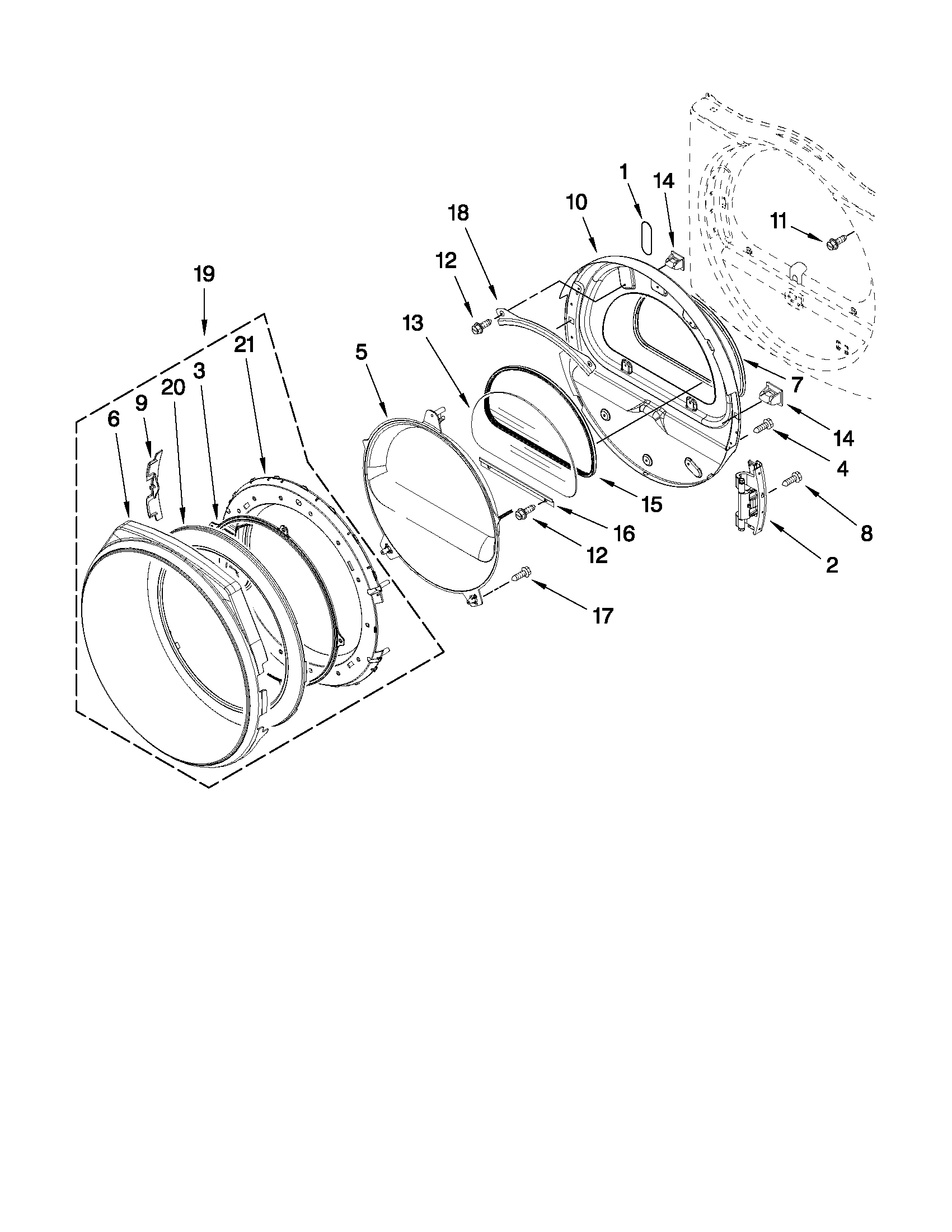 Whirlpool WED9270XR2 door parts diagram