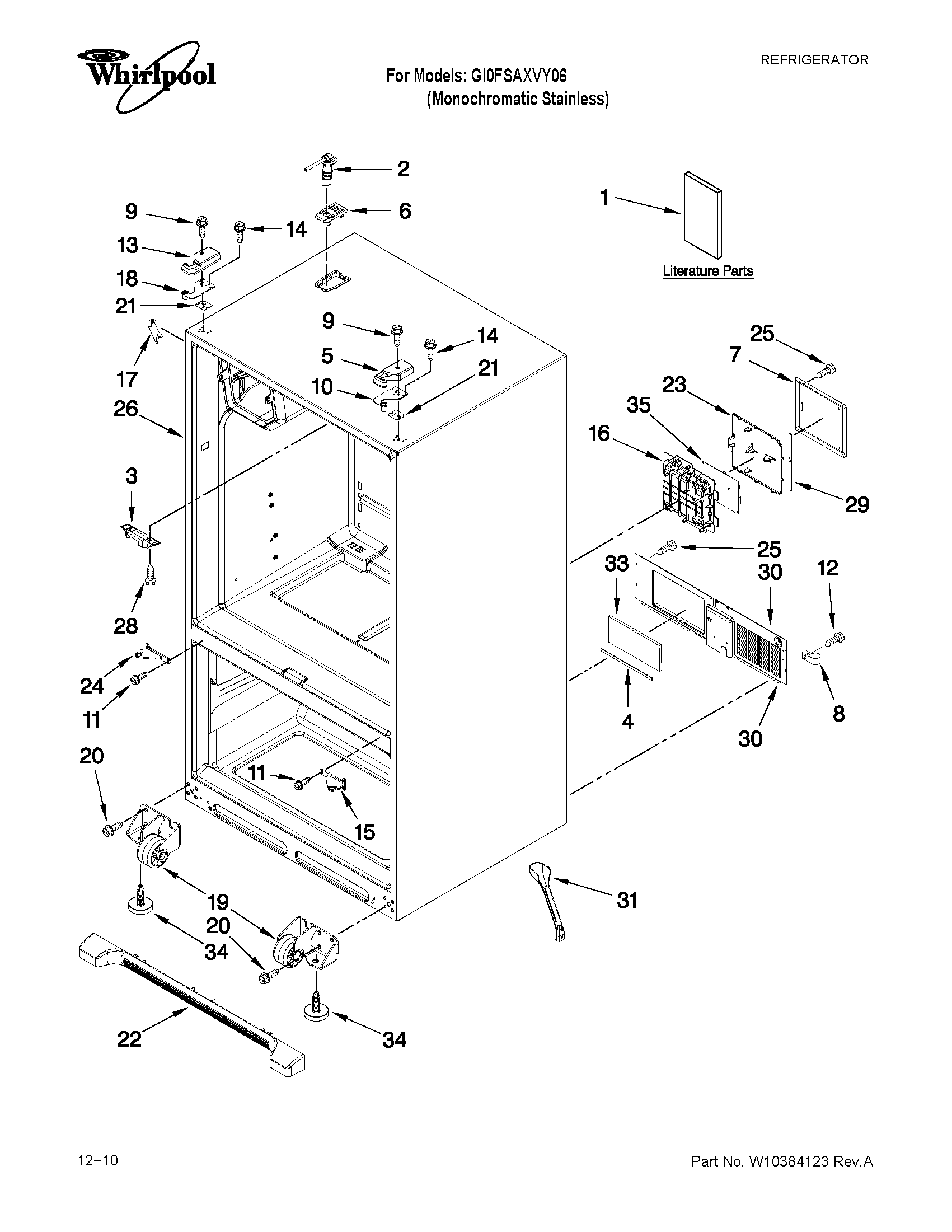 Whirlpool GI0FSAXVY06 cabinet parts diagram