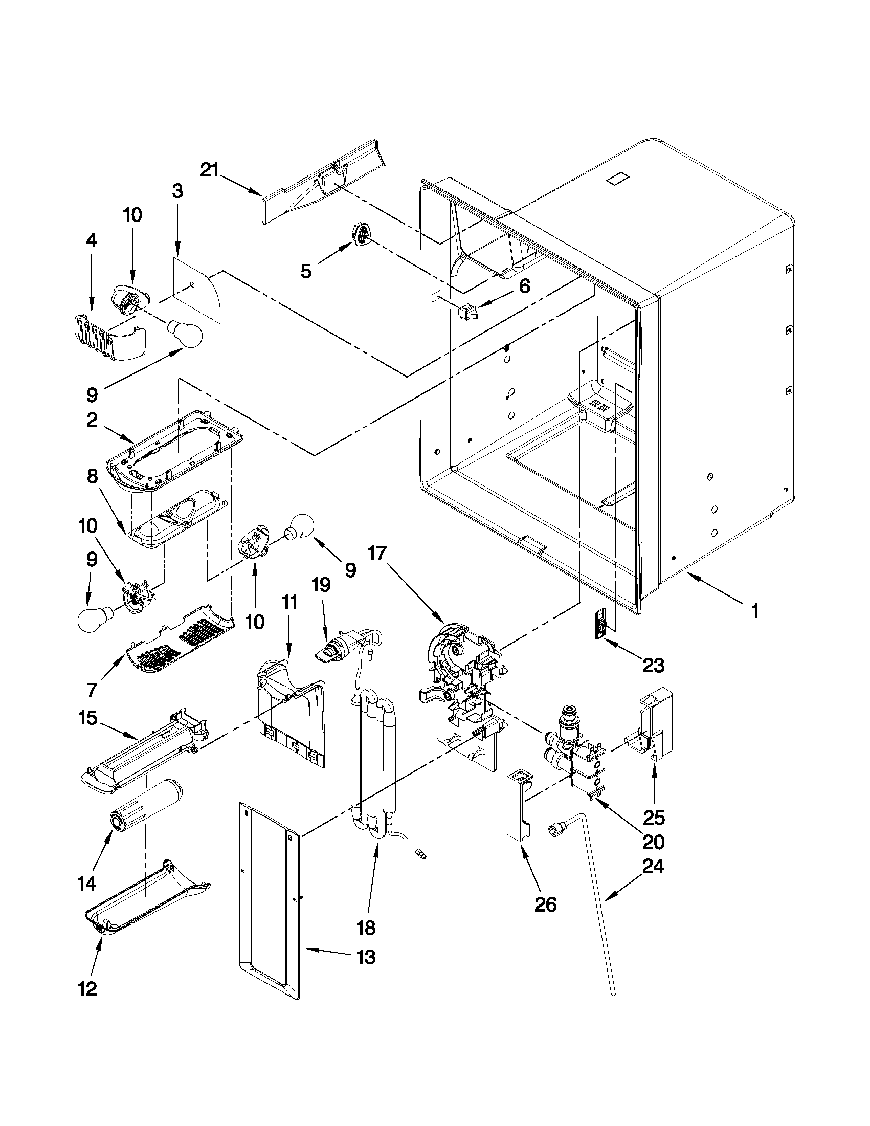Whirlpool GI0FSAXVY06 refrigerator liner parts diagram