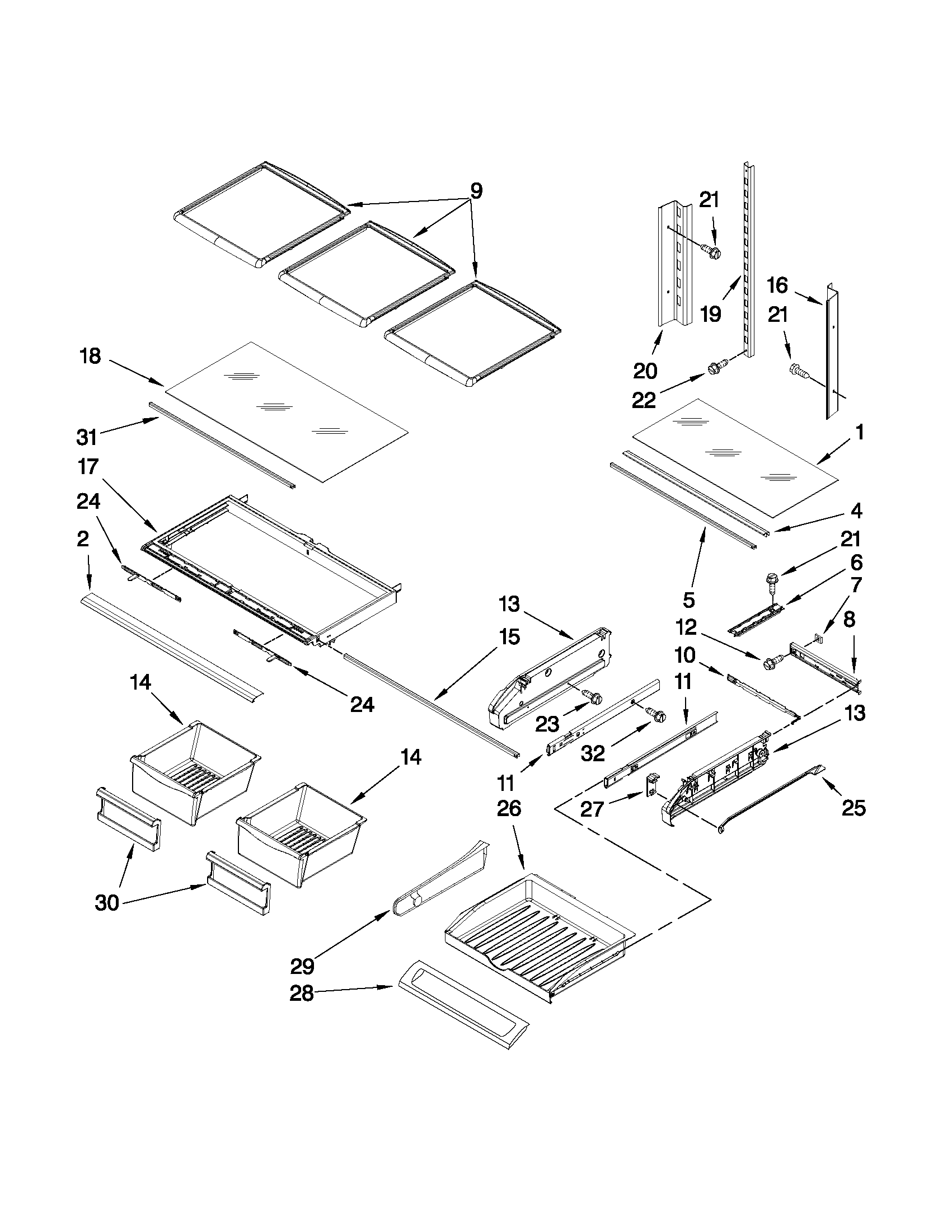 Whirlpool GI0FSAXVY06 shelf parts diagram