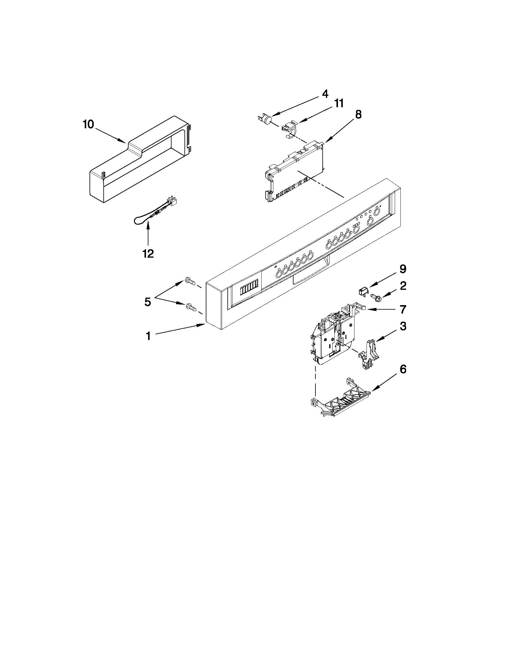Whirlpool GU2800XTVT2 control panel and latch parts diagram