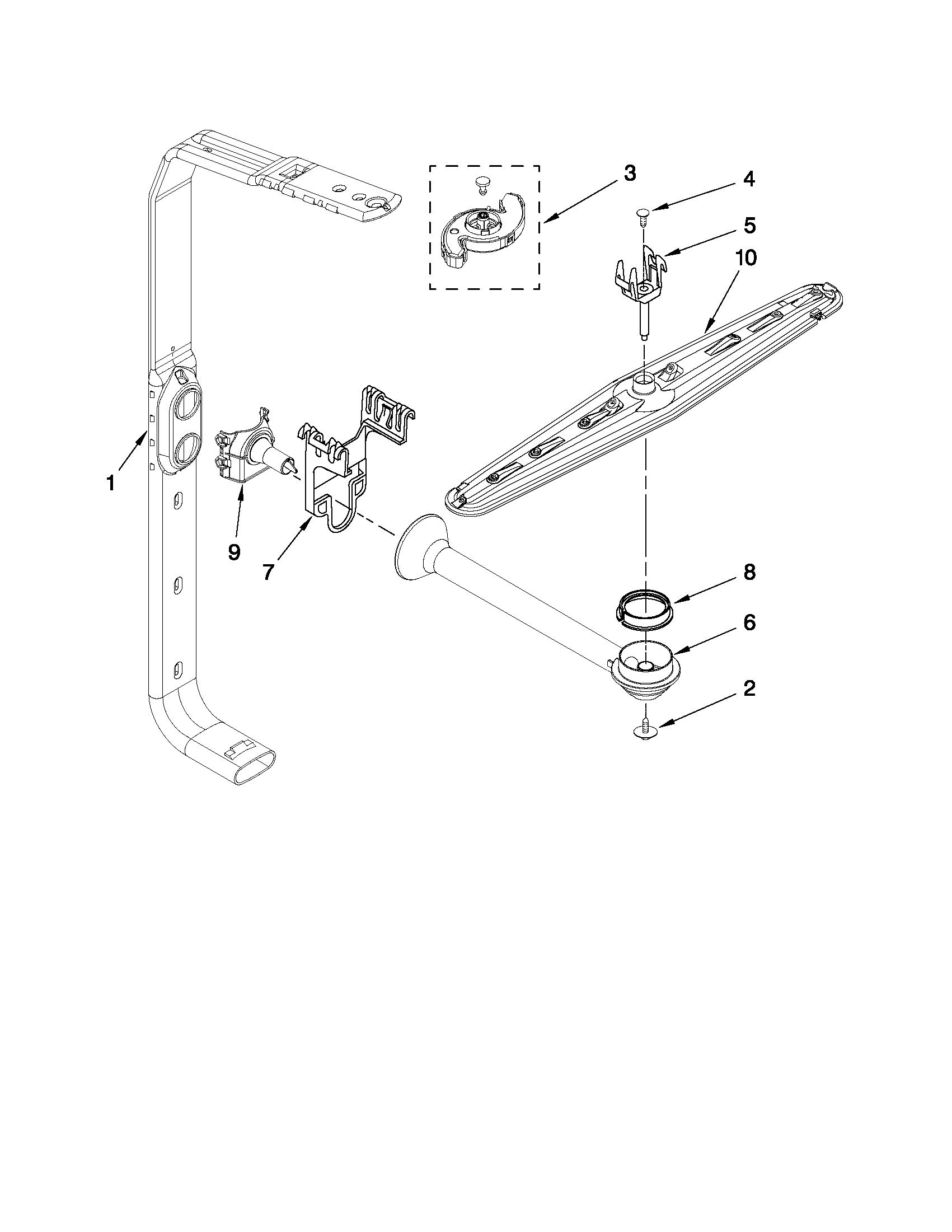 Whirlpool DU1055XTVT5 upper wash and rinse parts diagram