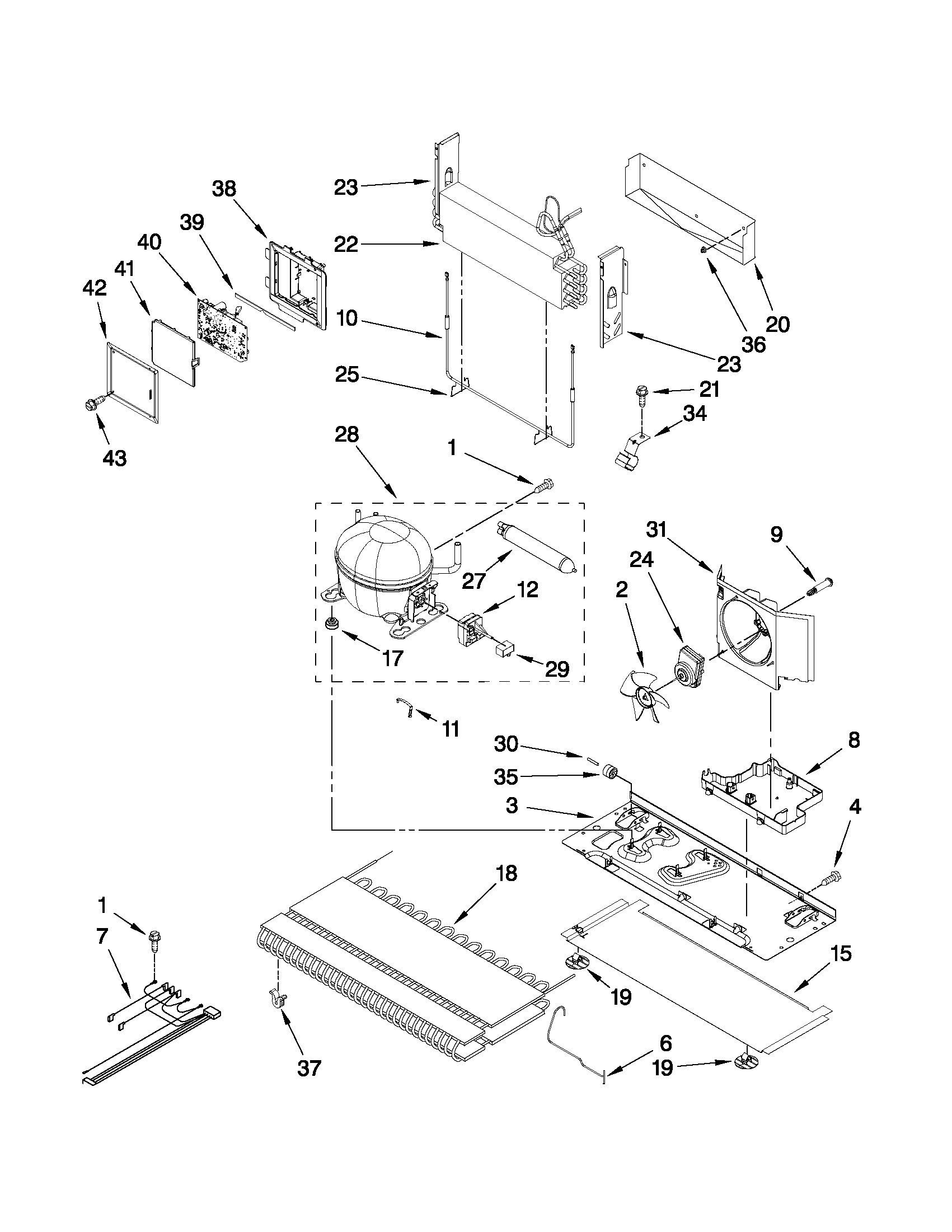 Whirlpool G25EFSB23S8 unit parts diagram