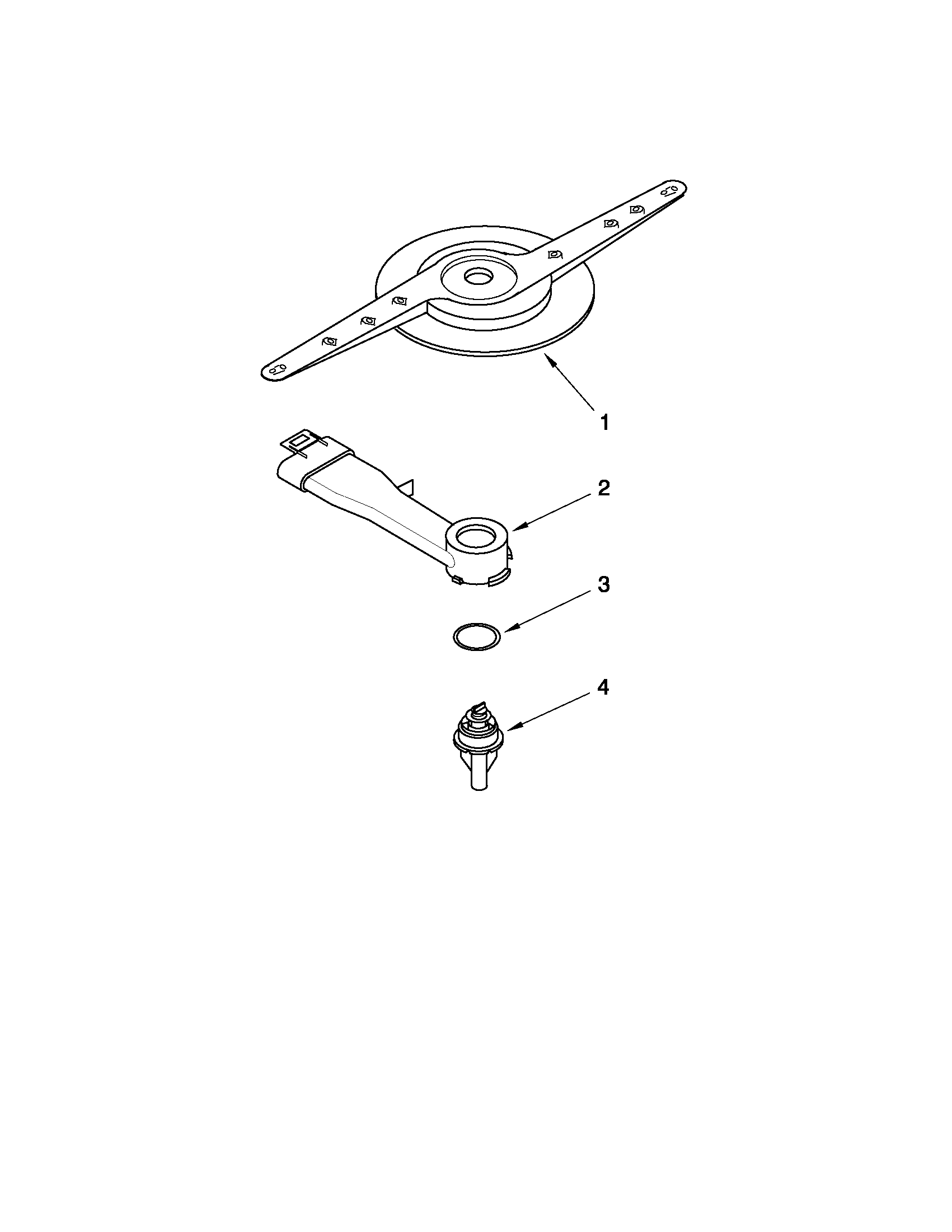 Whirlpool DU1010XTXQ2 lower washarm parts diagram
