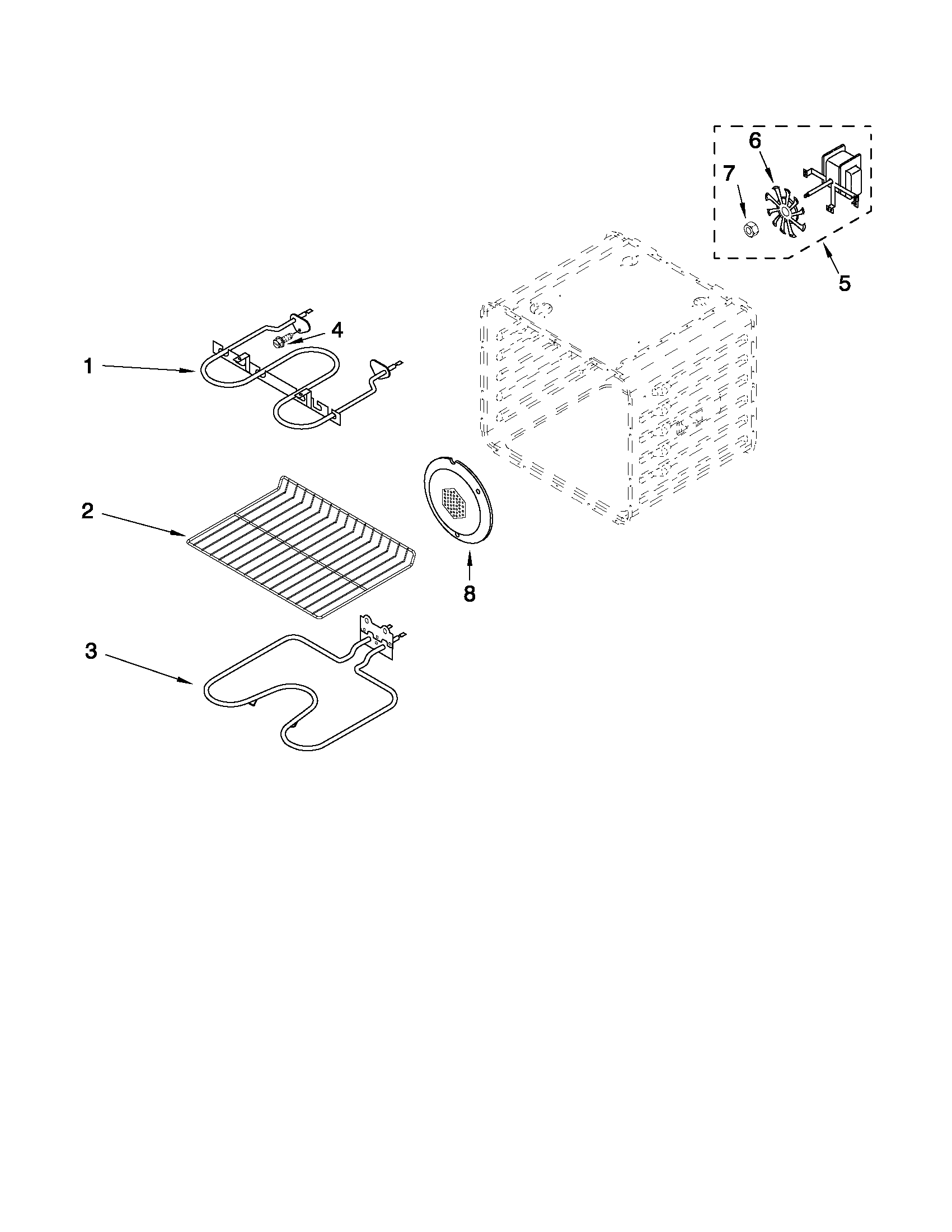 Whirlpool RBS277PVQ03 internal oven parts diagram