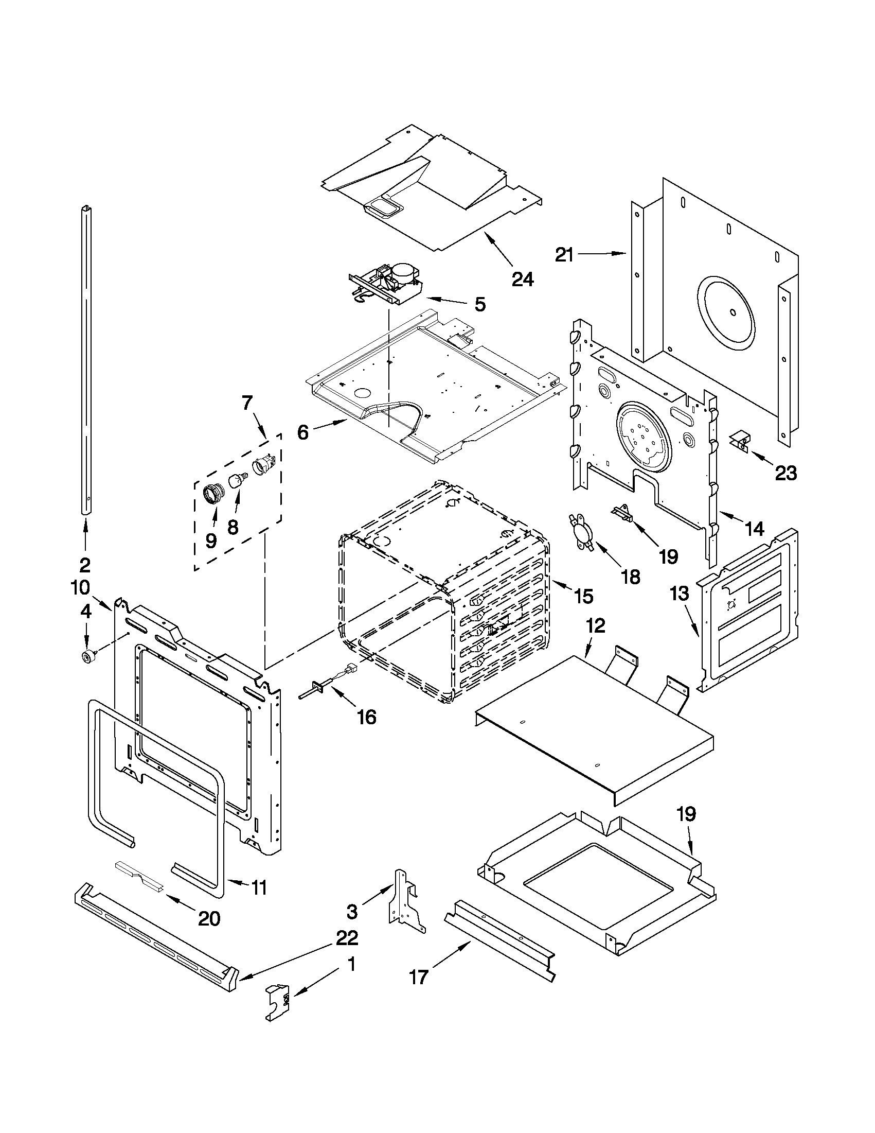 Whirlpool RBD307PVB03 lower oven parts diagram