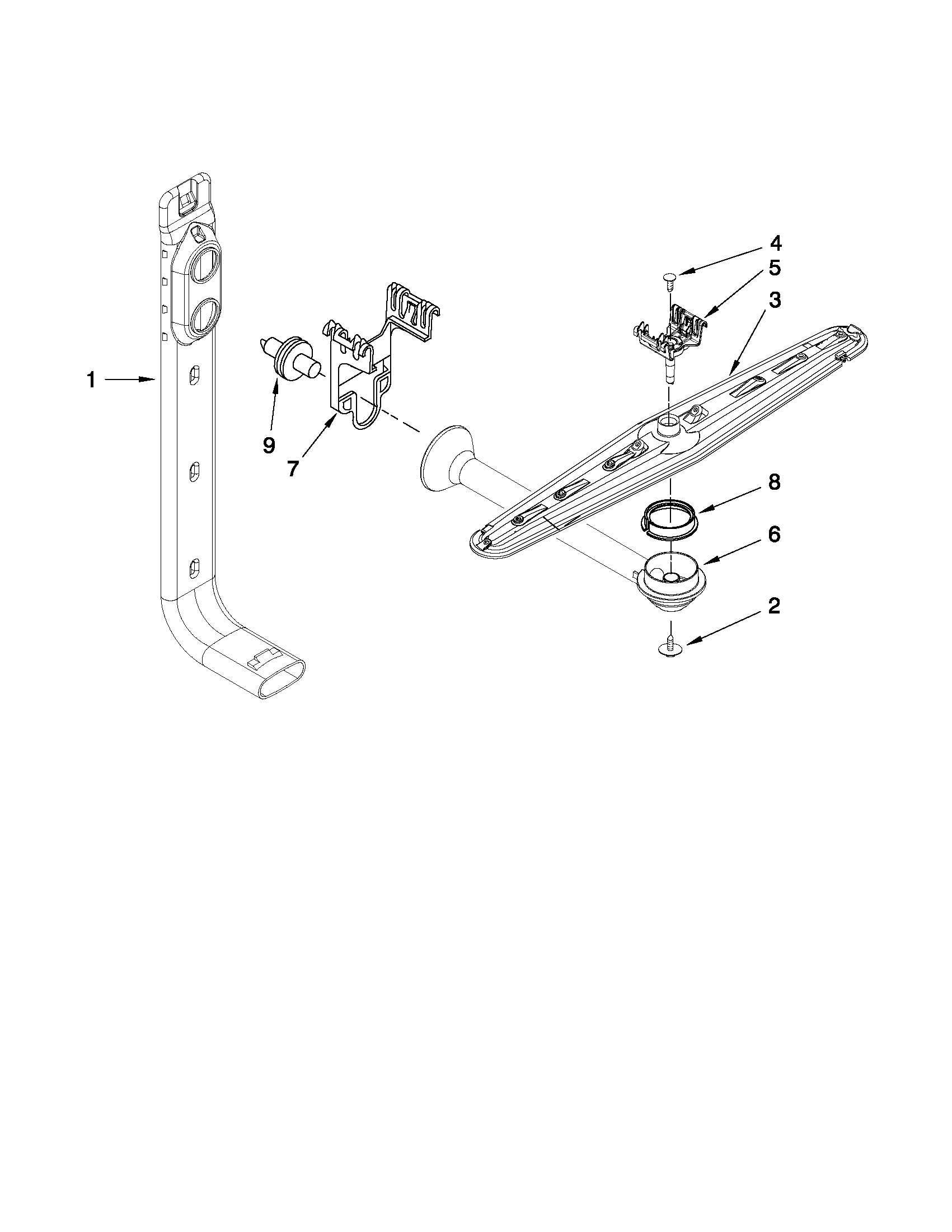 Whirlpool DU1014XTXT2 upper wash and rinse parts diagram