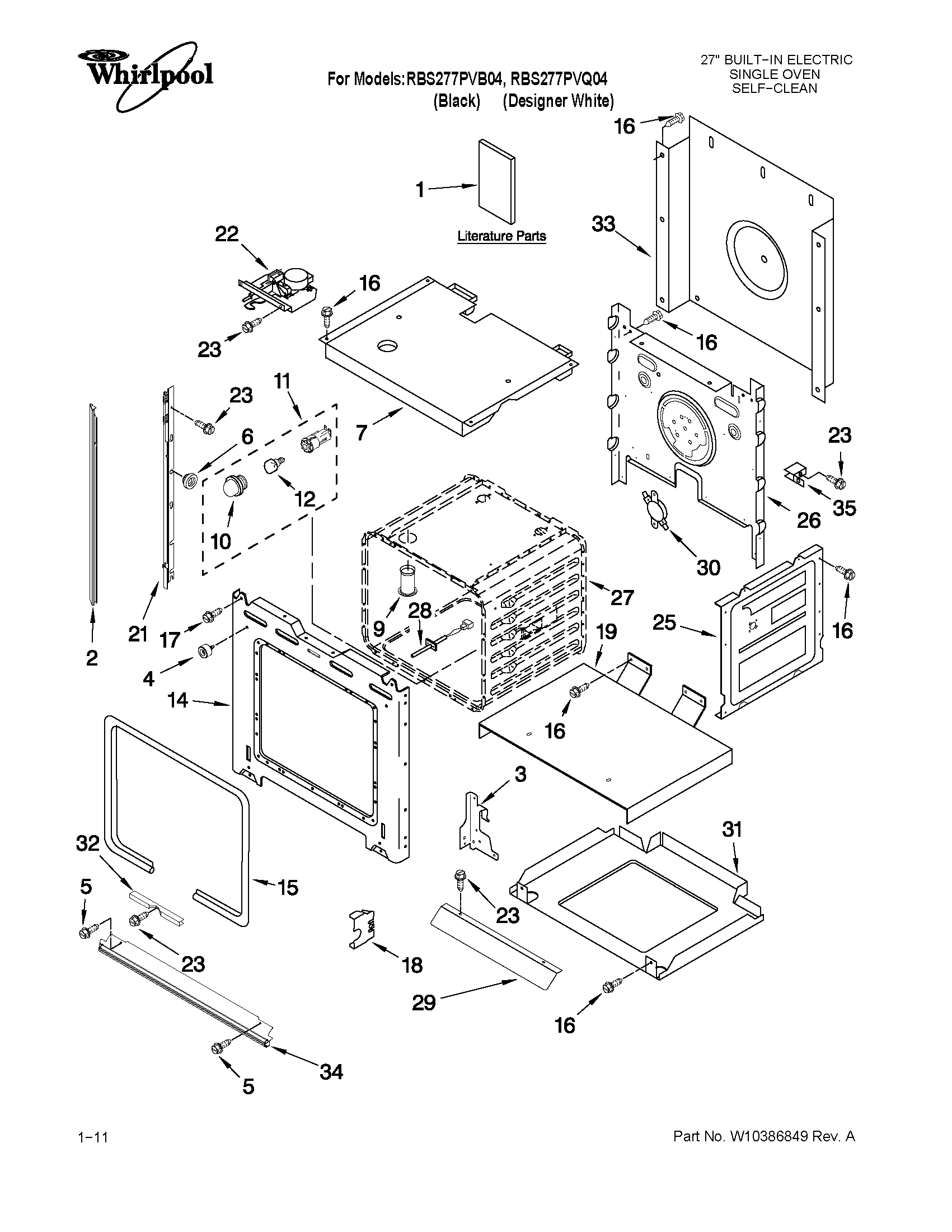 Whirlpool RBS277PVQ04 oven parts diagram