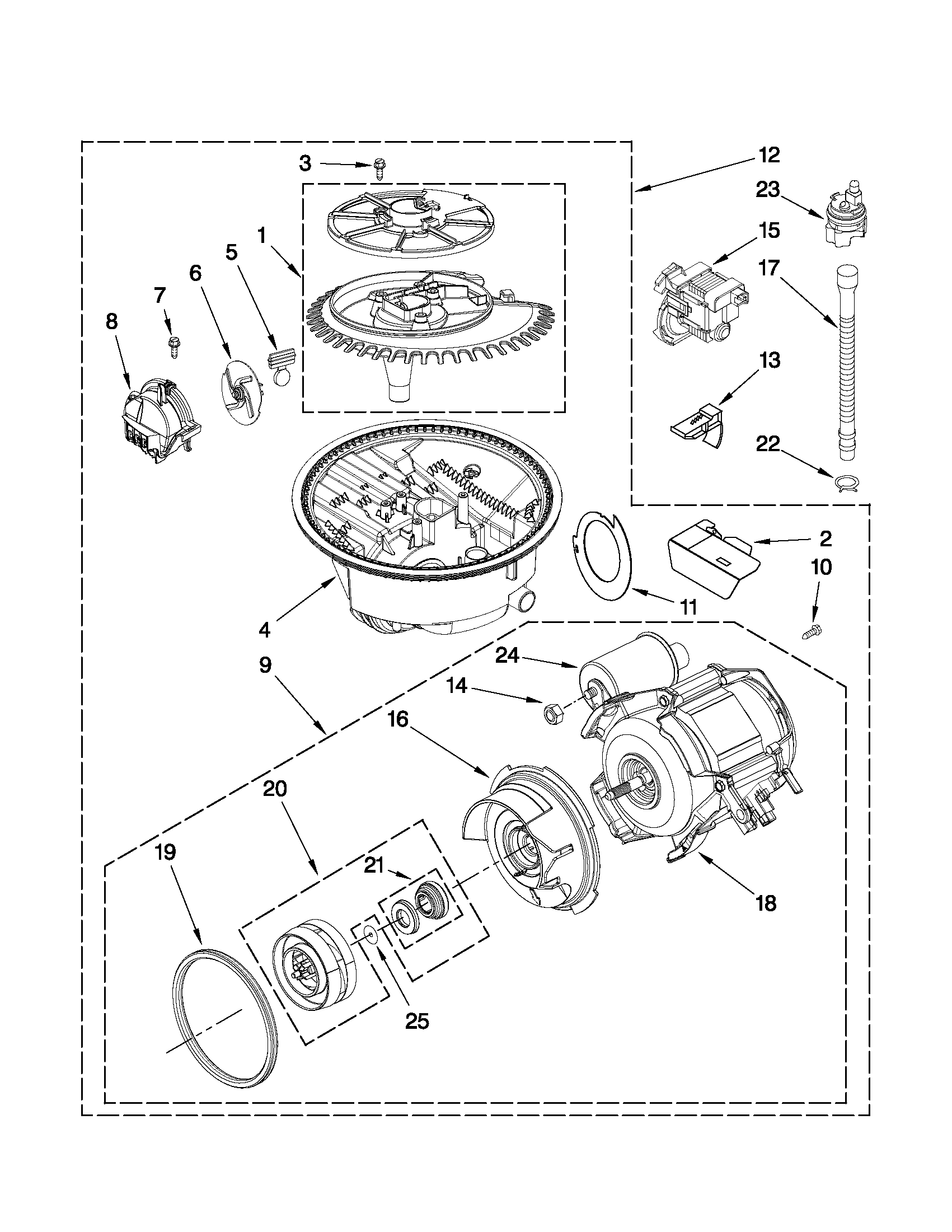 Maytag MDBH949AWQ2 pump and motor parts diagram