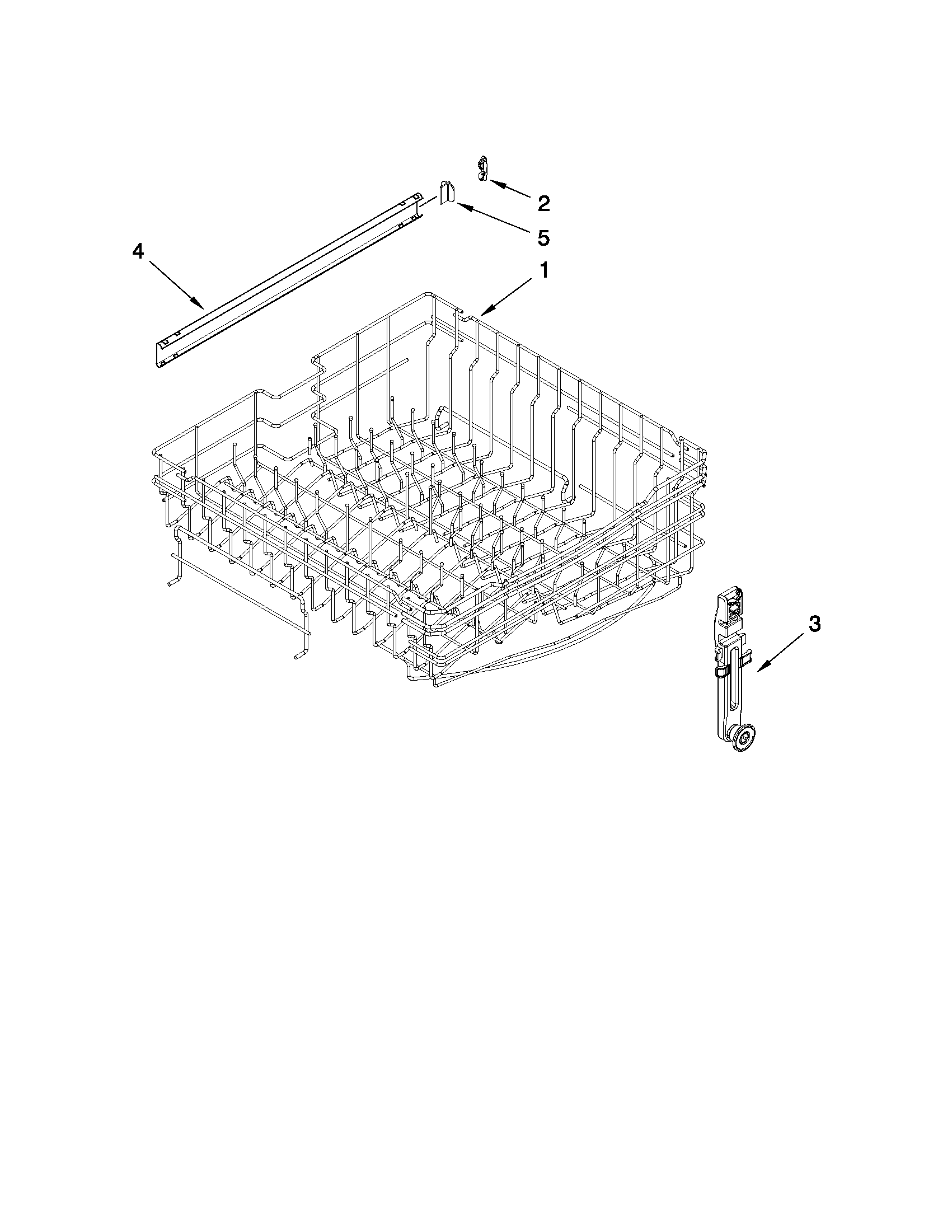 Maytag MDBTT53AWW2 upper rack and track parts diagram