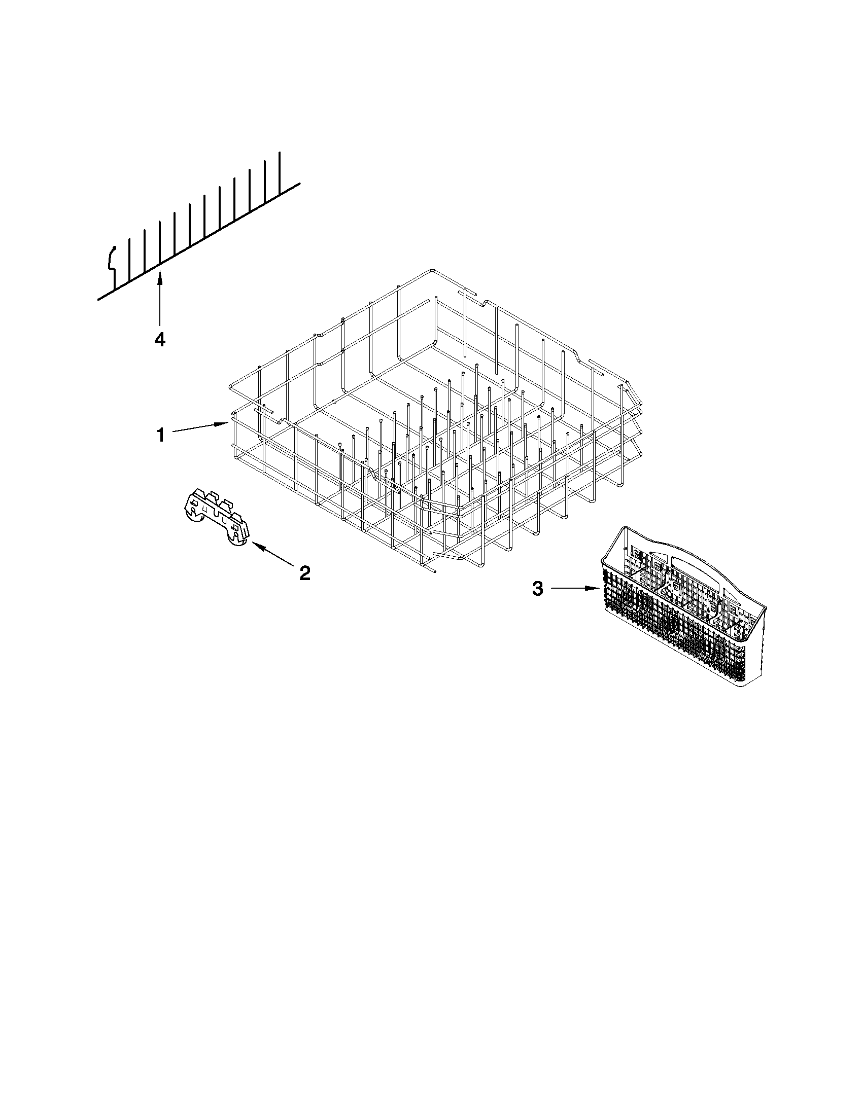 Maytag MDBTT53AWW2 lower rack parts diagram