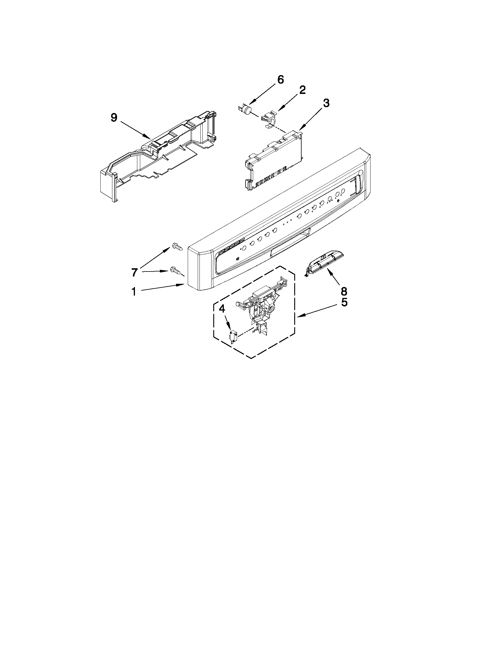 Maytag MDC4809AWW2 control panel and latch parts diagram