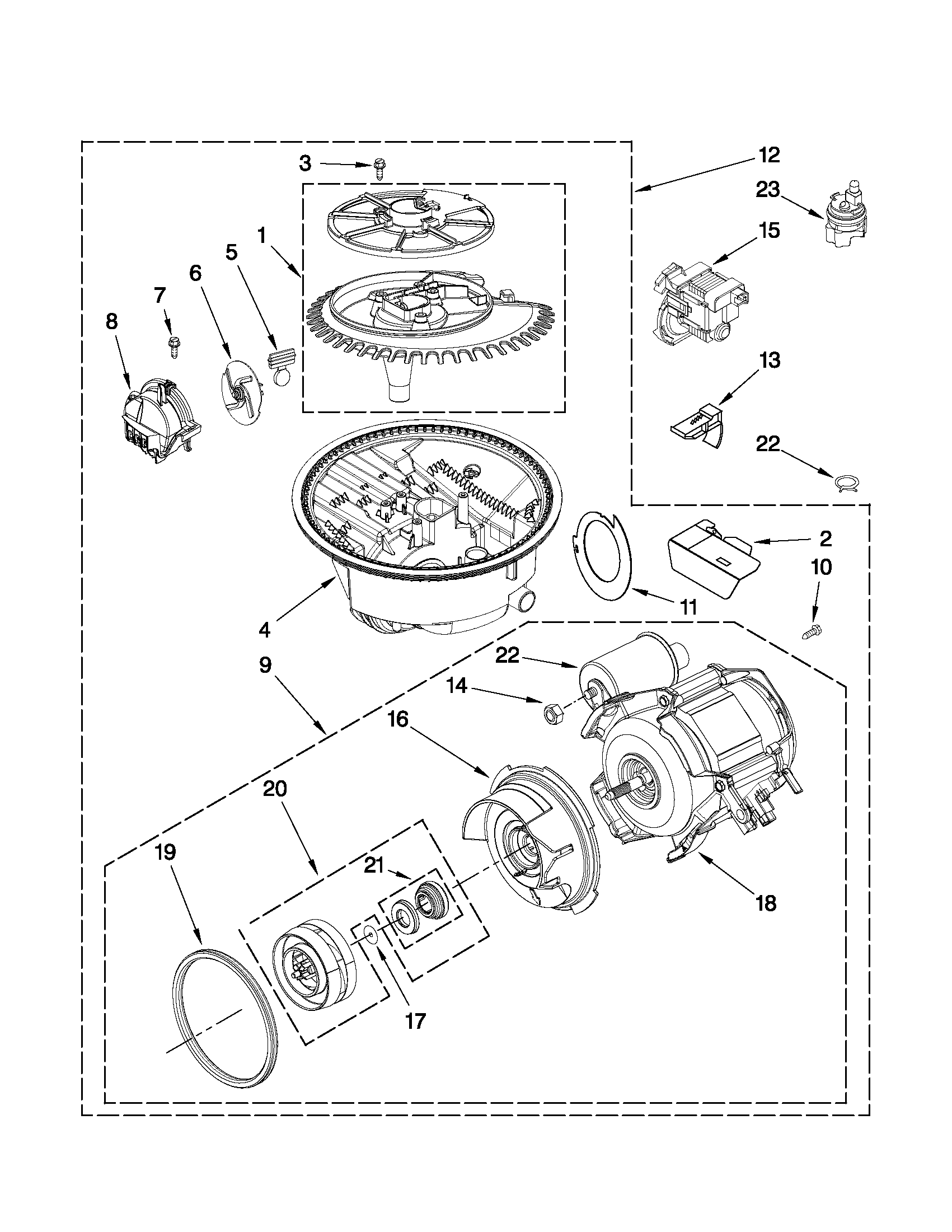Maytag MDC4809AWW2 pump and motor parts diagram