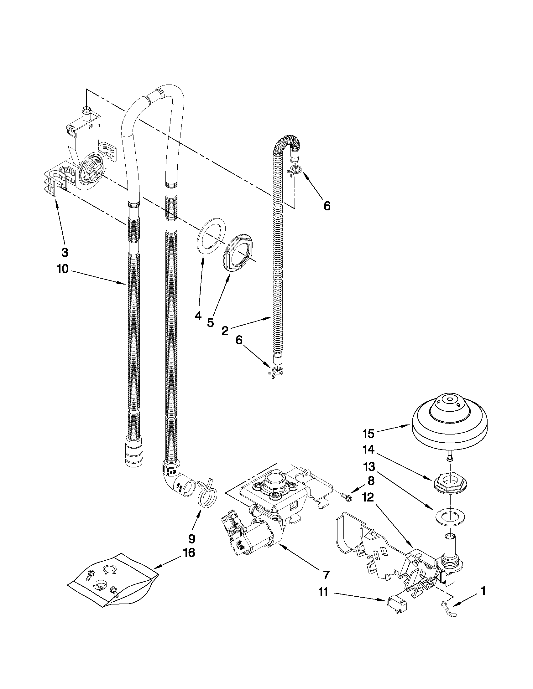 Maytag MDB7759AWW2 fill, drain and overfill parts diagram