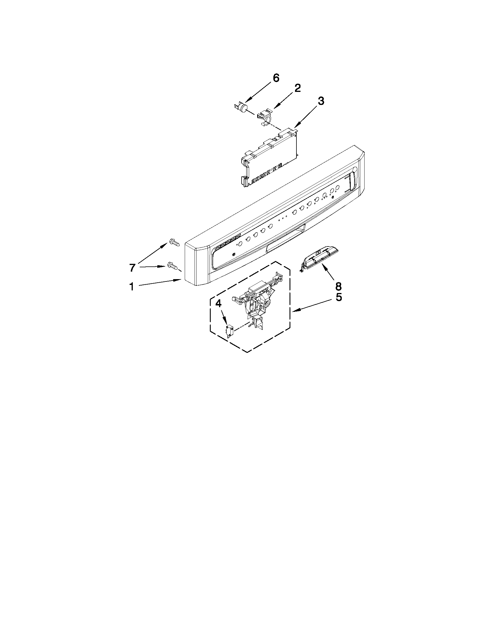 Maytag MDBH979AWW4 control panel and latch parts diagram