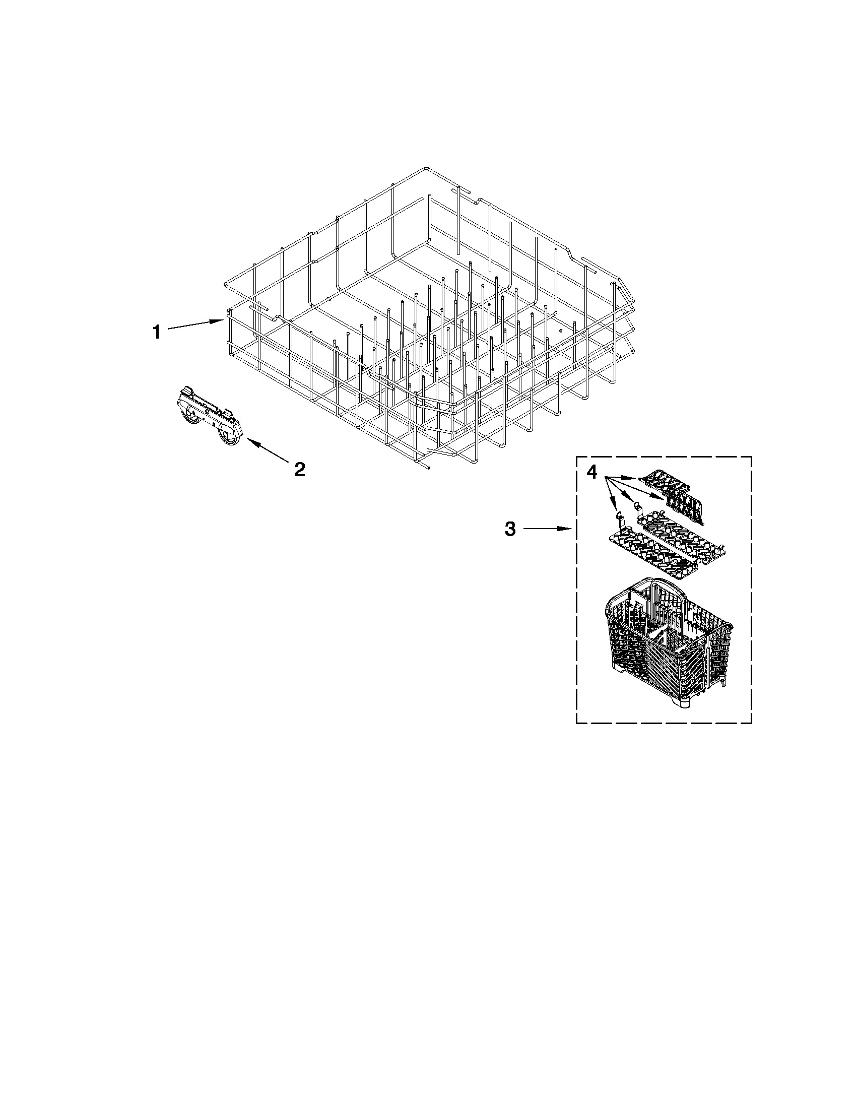 Maytag MDBH979AWW4 lower rack parts diagram