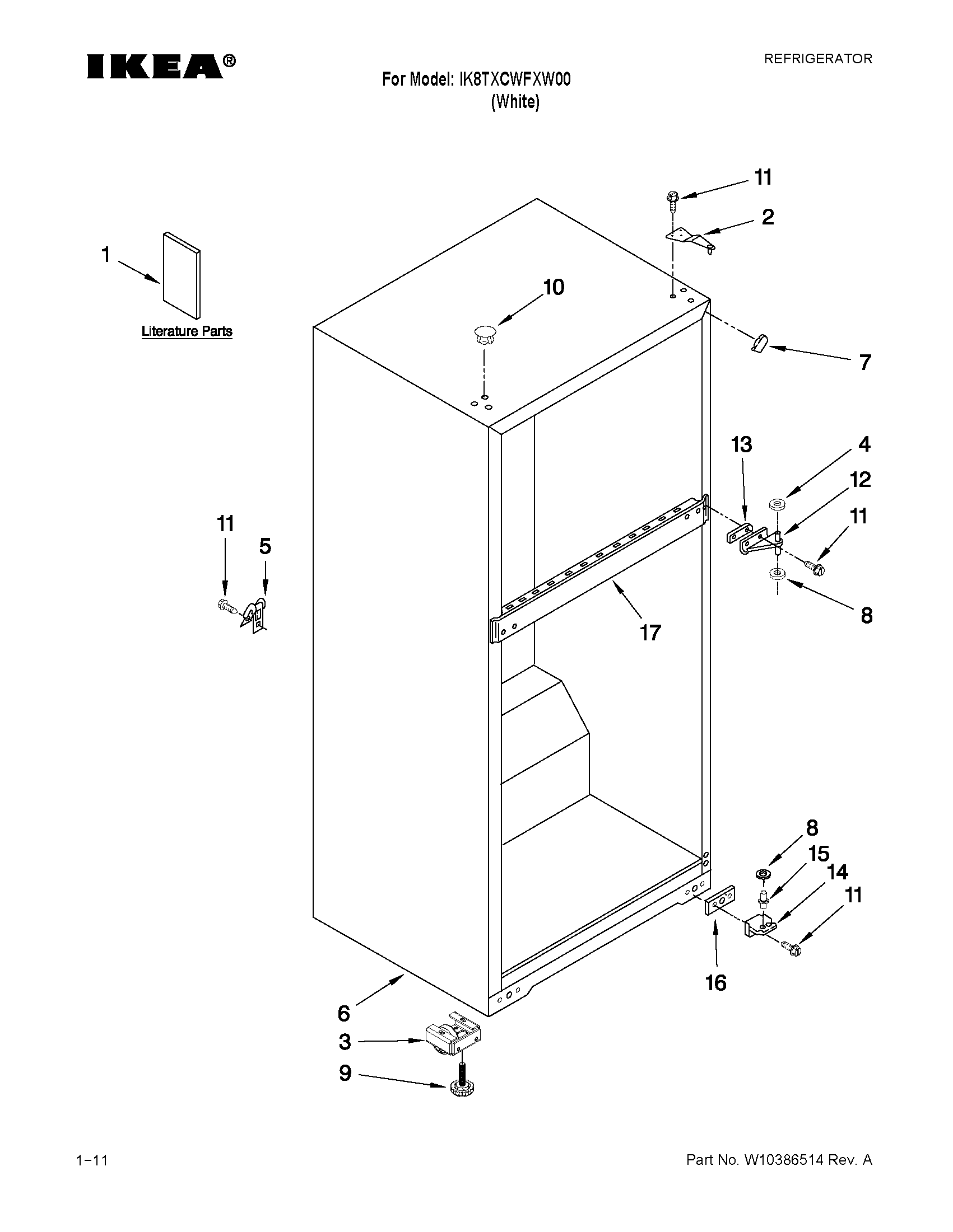 Ikea IK8TXCWFXW00 cabinet part diagram