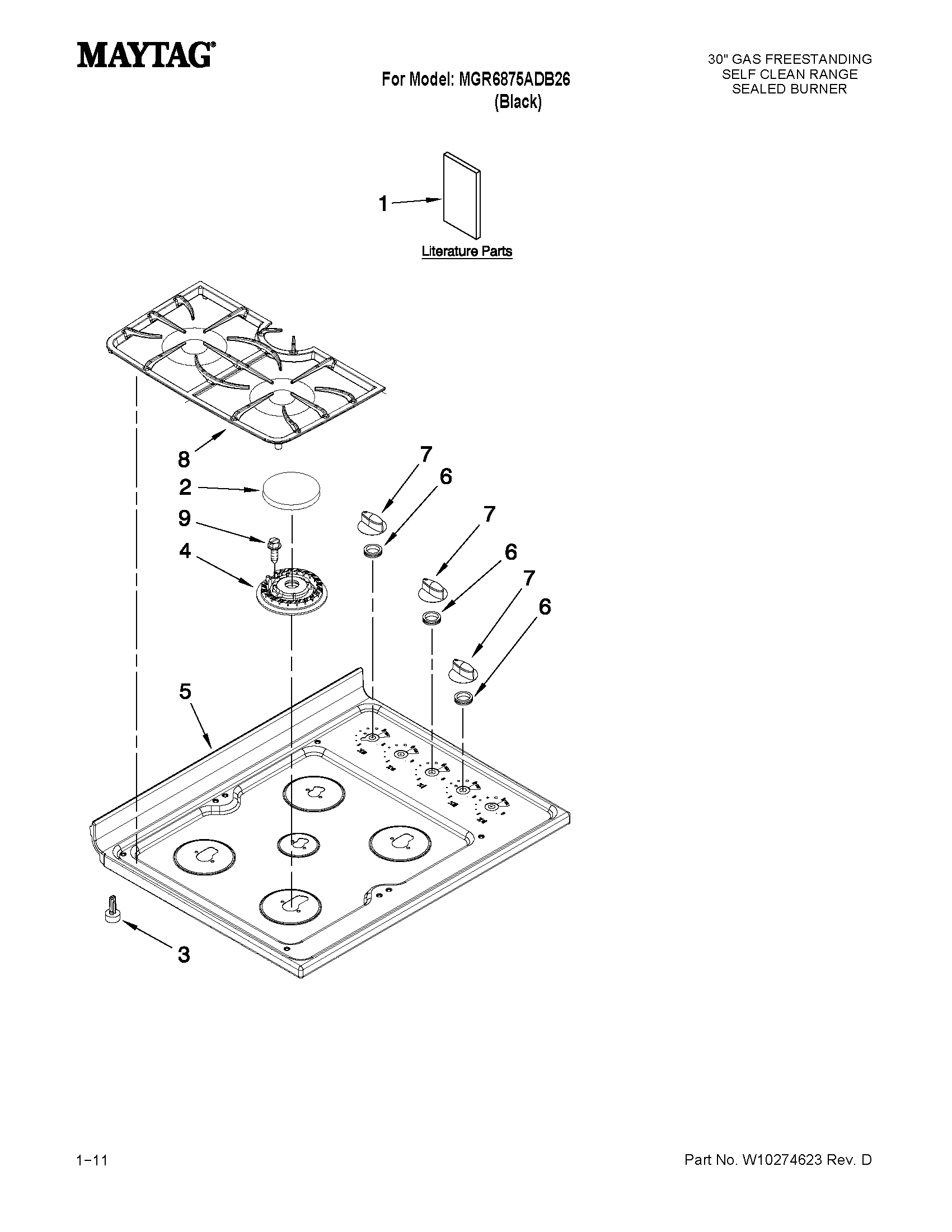 Maytag MGR6875ADB26 cooktop parts diagram