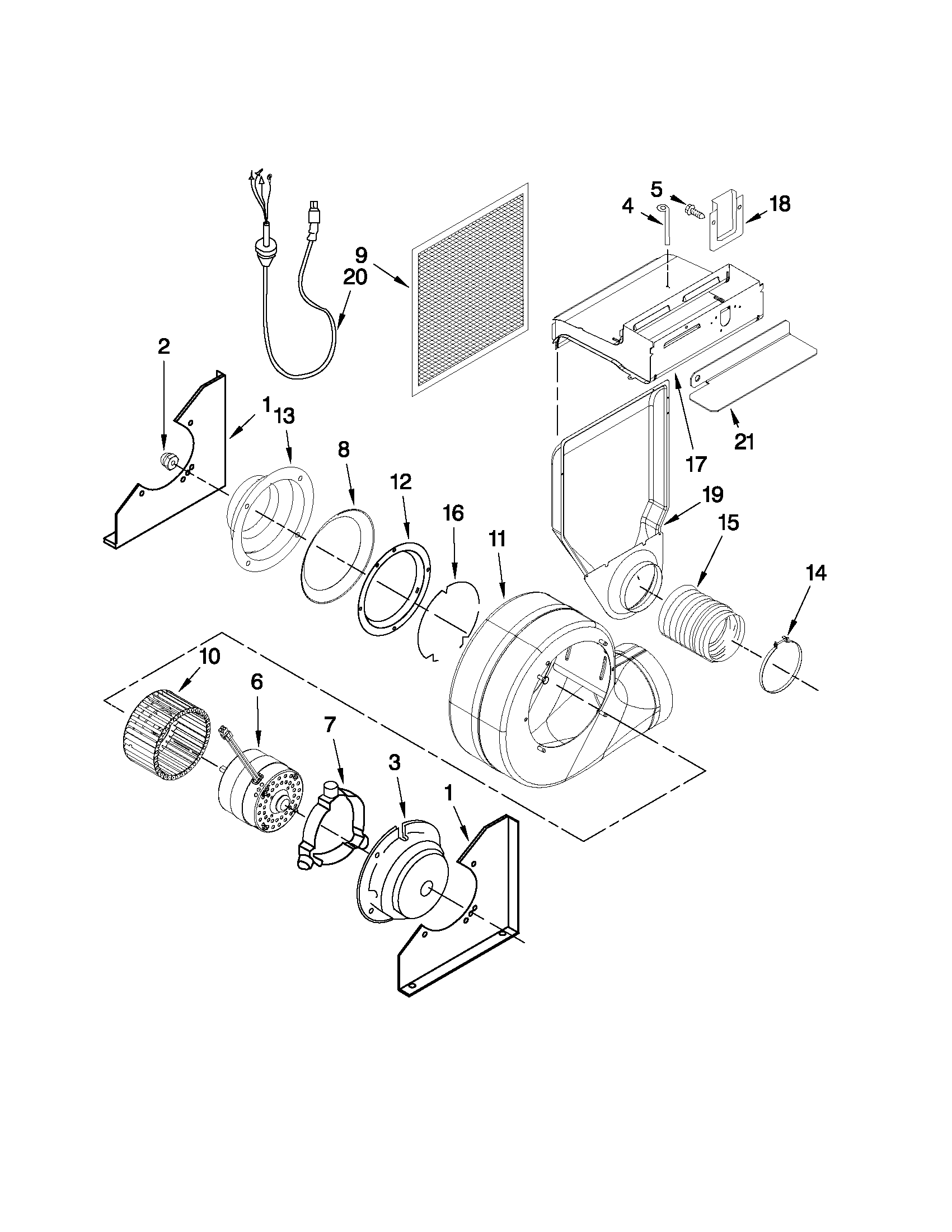 Jenn-Air JES9800CAS00 blower assembly parts diagram
