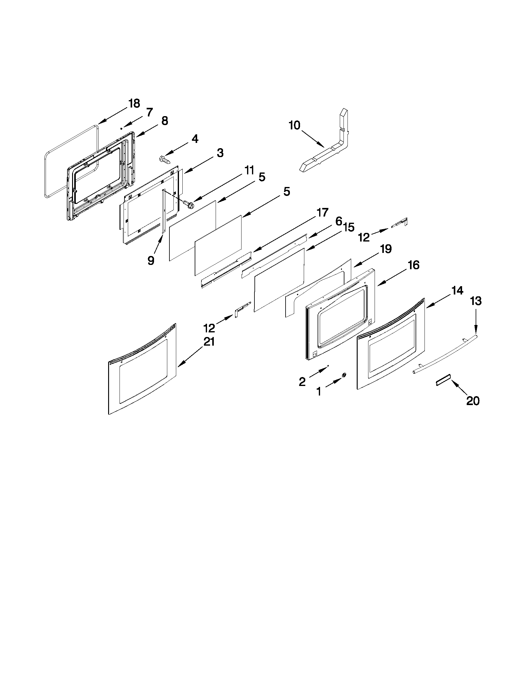 Jenn-Air JES9800CAS00 door parts diagram