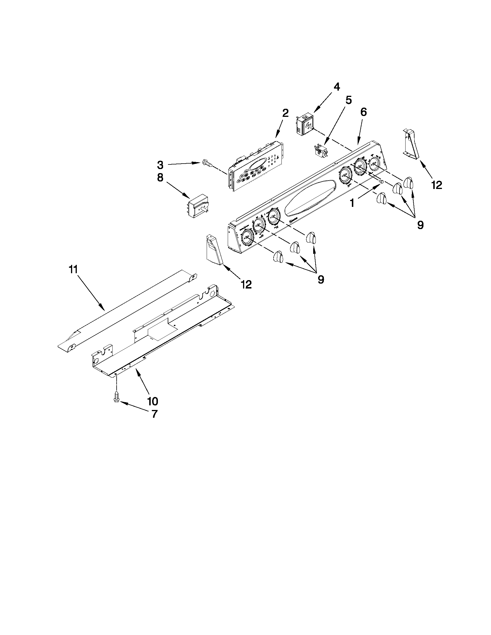 Maytag MES5875BAB19 control panel parts diagram