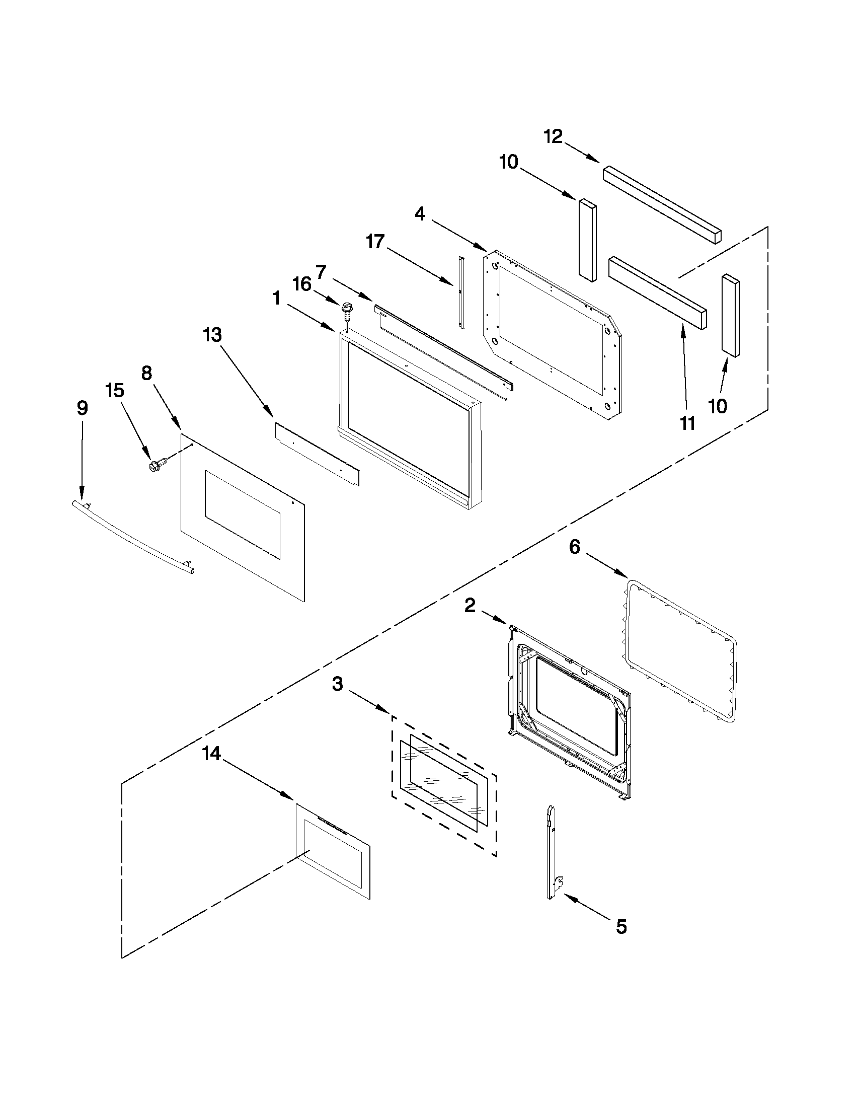 Maytag MMW5530DAB20 oven door parts diagram