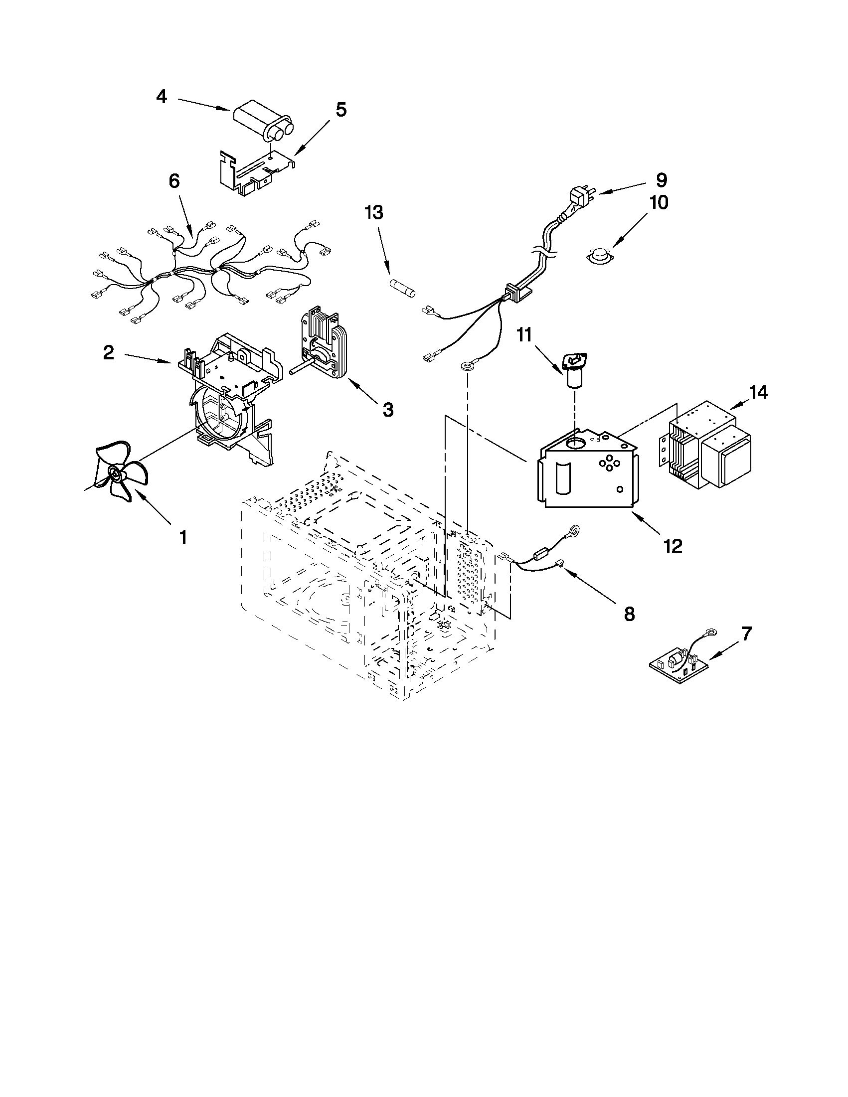 Maytag MMW5530DAW21 microwave interior parts diagram