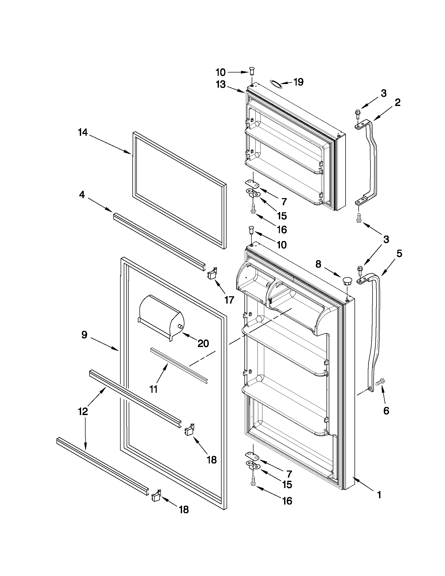 Magic Chef C8TXNGFXB00 door parts diagram