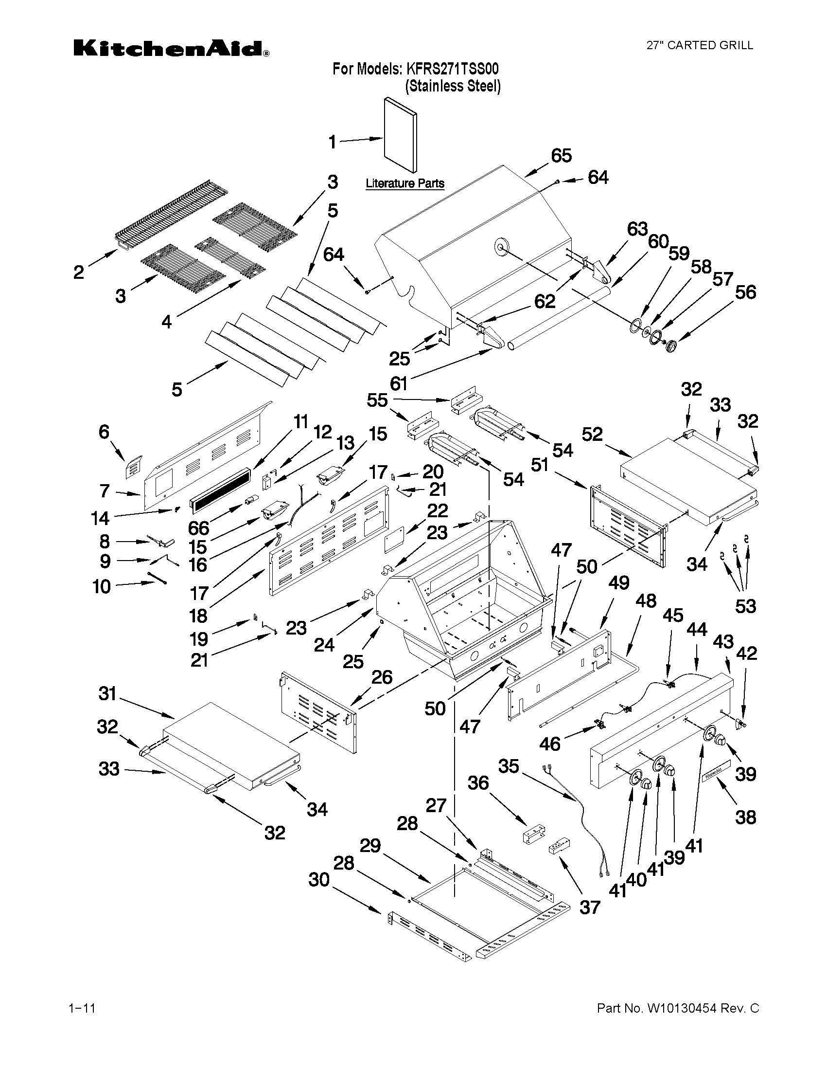 KitchenAid KFRS271TSS00 grill parts diagram