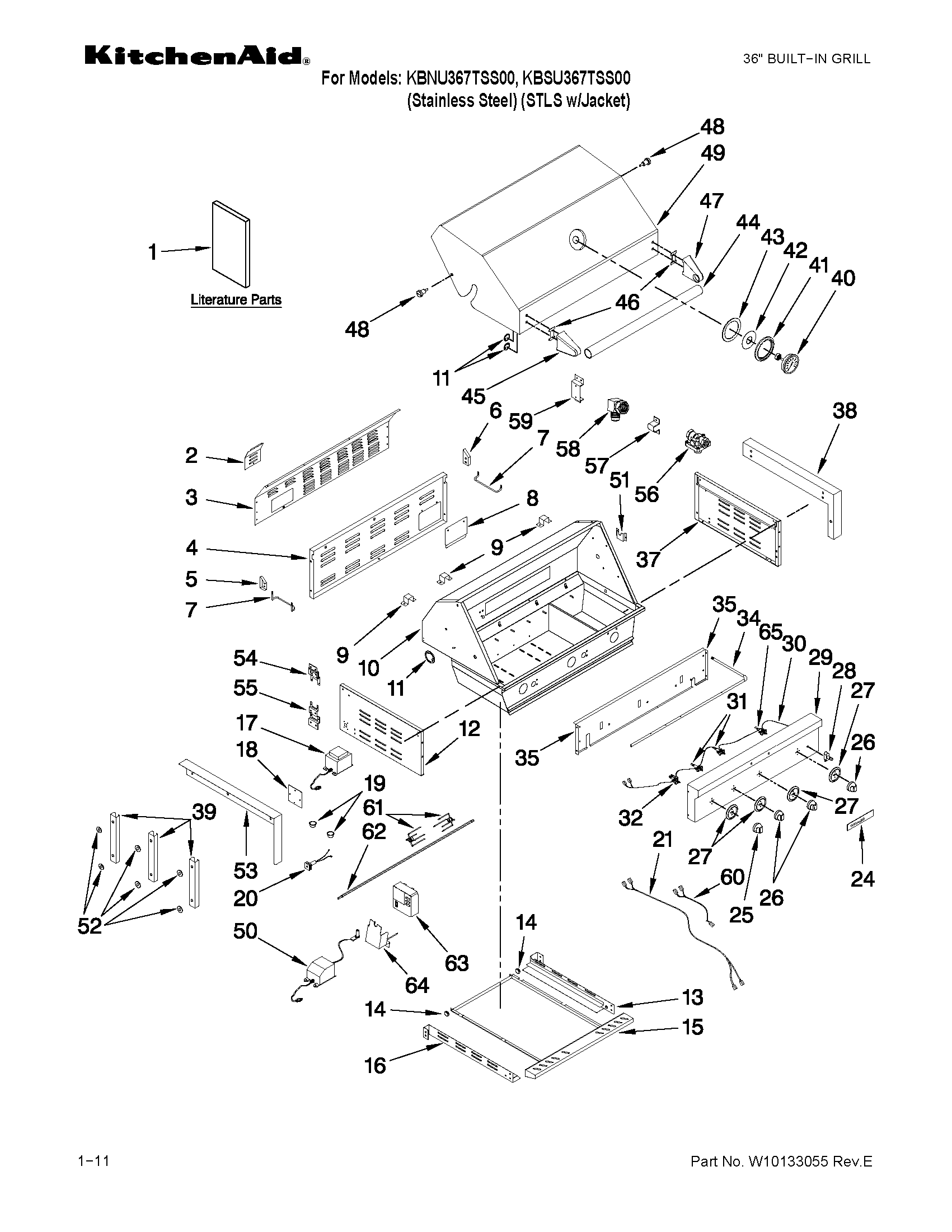 KitchenAid KBSU367TSS00 grill parts diagram