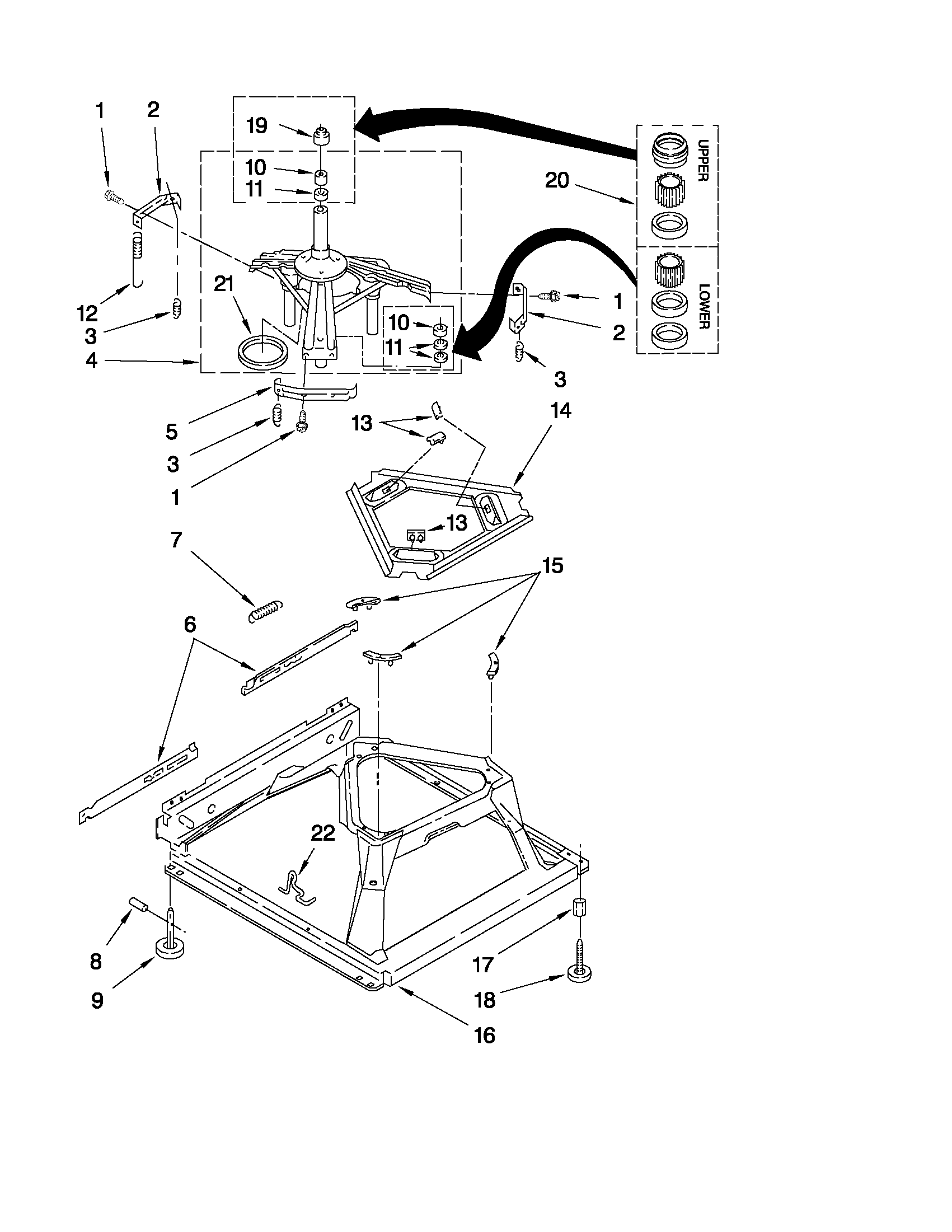 Estate ETW4400XQ0 machine base parts diagram