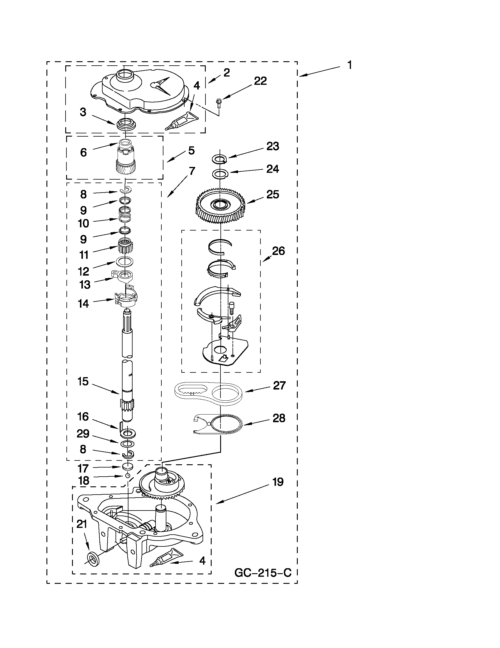 Estate ETW4400XQ0 gearcase parts diagram