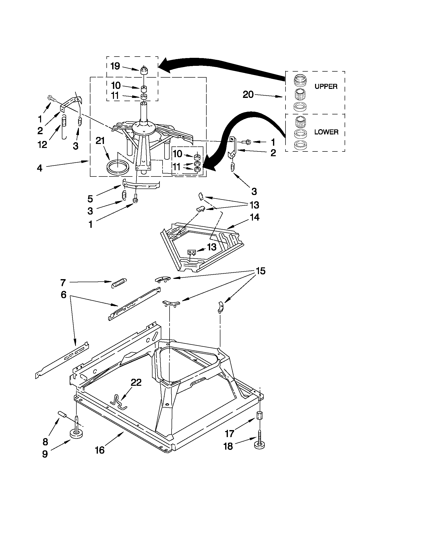 Roper RTW4440XQ0 machine base parts diagram