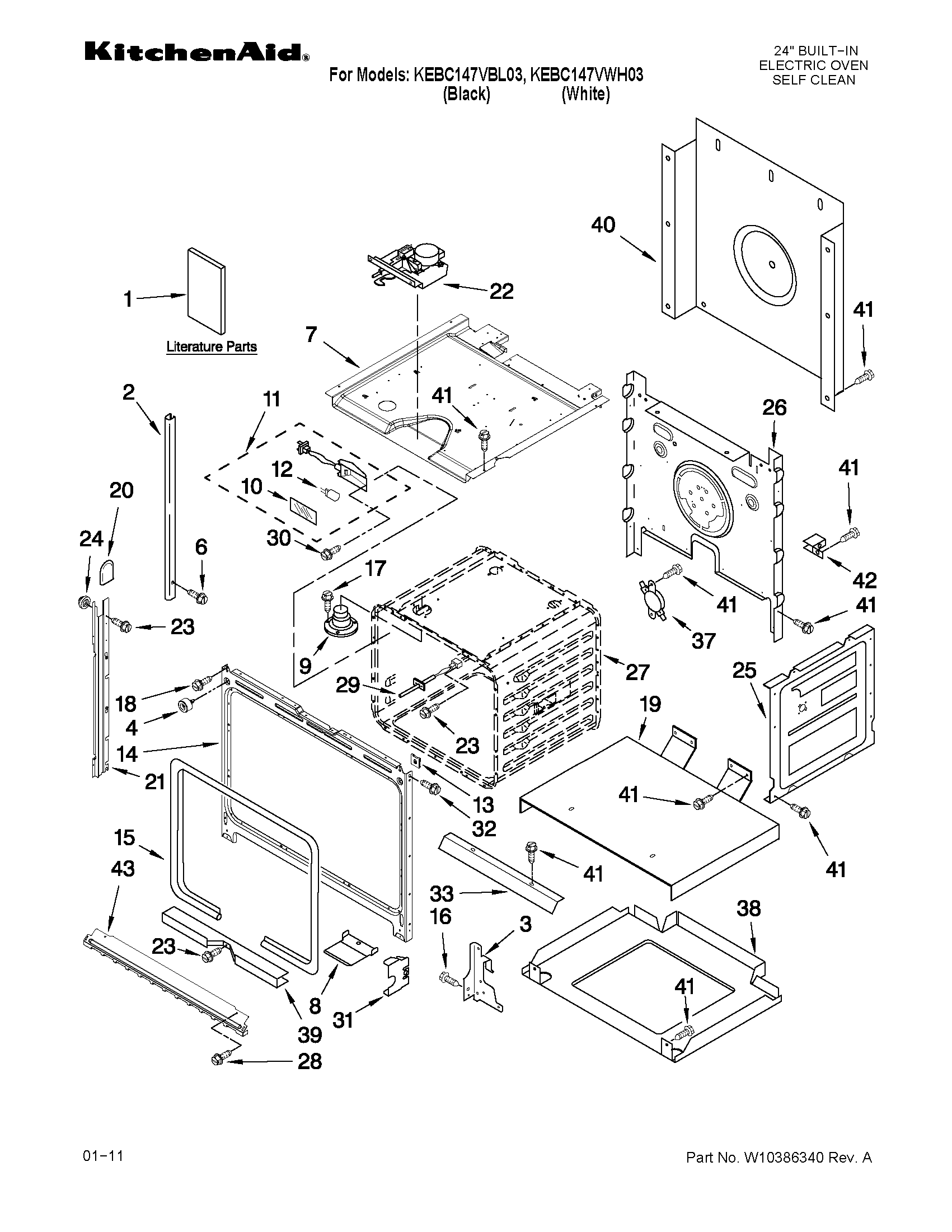 KitchenAid KEBC147VWH03 oven parts diagram