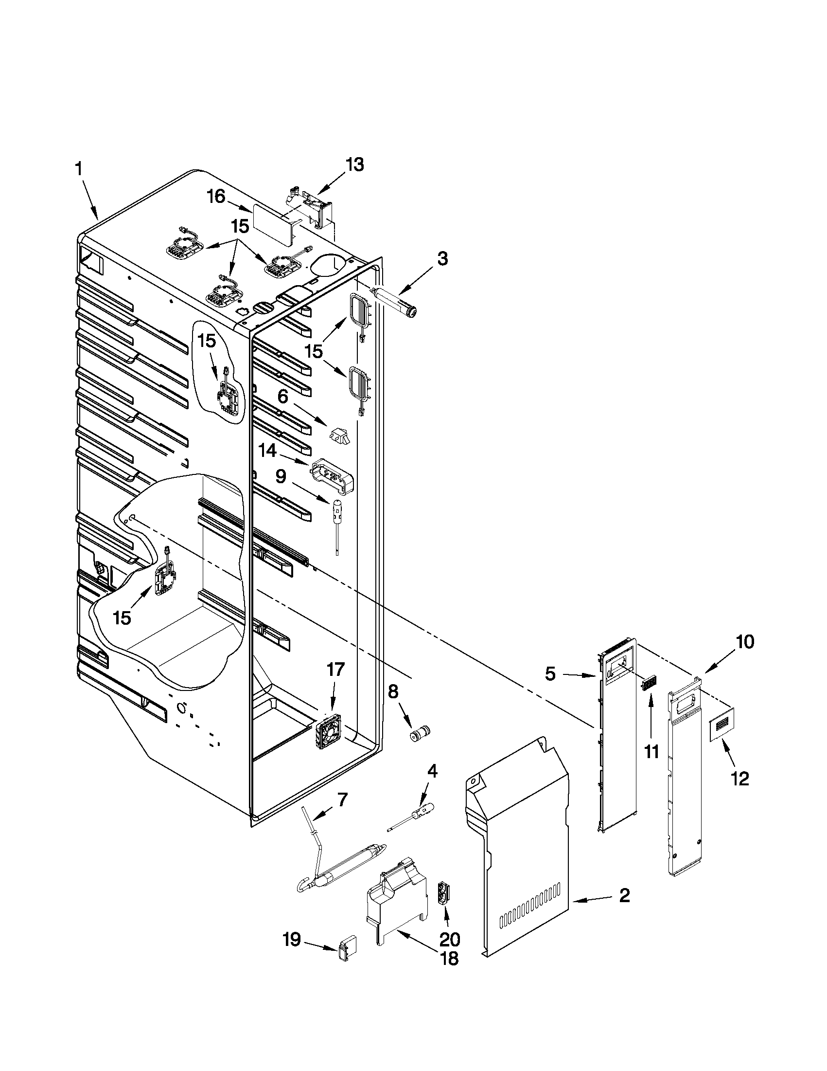 KitchenAid KSC23C9EYY00 refrigerator liner parts diagram