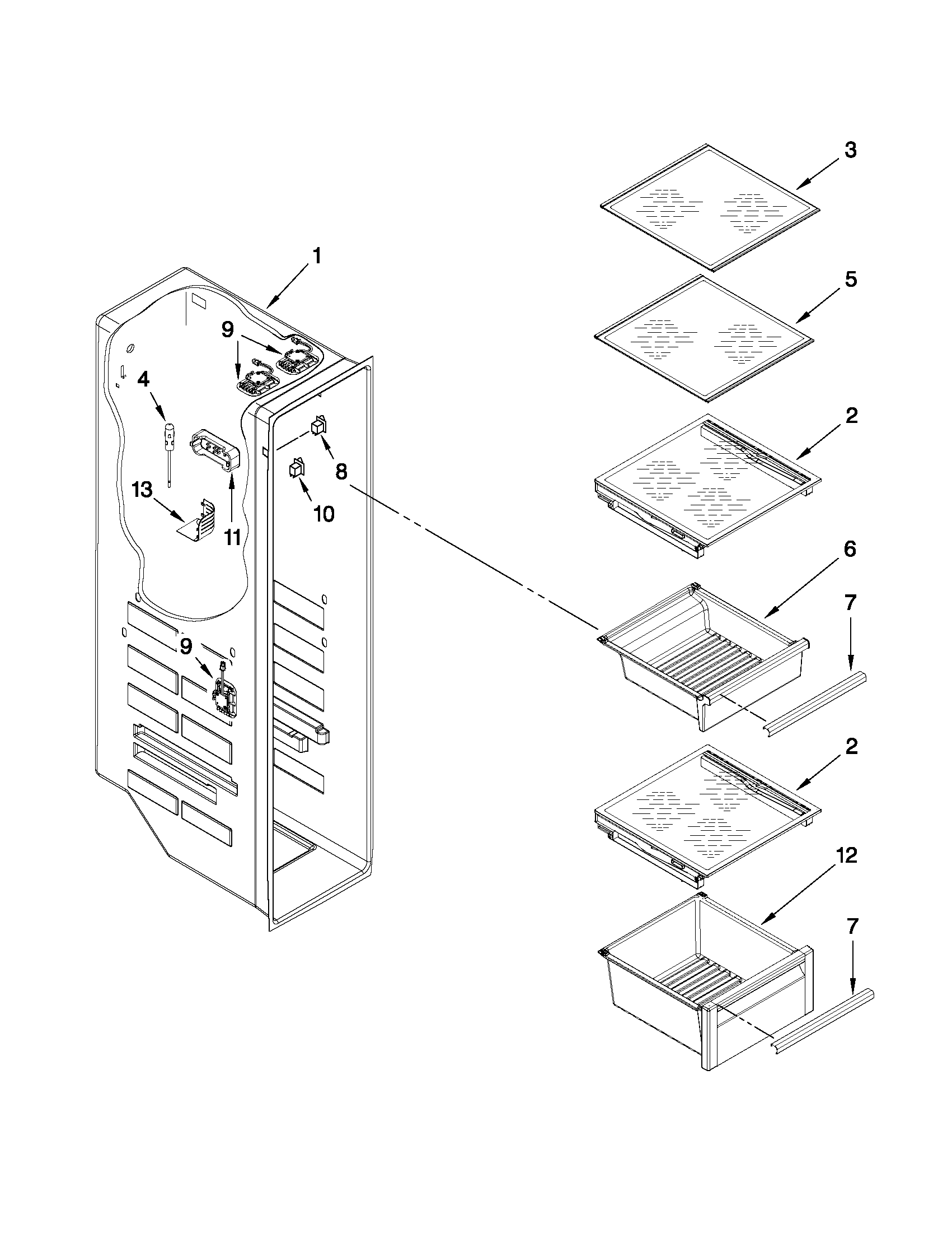 KitchenAid KSC23C9EYY00 freezer liner parts diagram