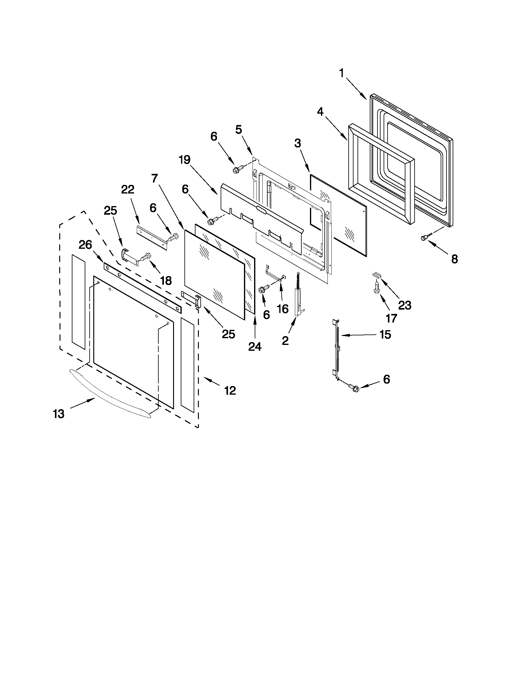 KitchenAid KEBC247VWH03 oven door parts diagram