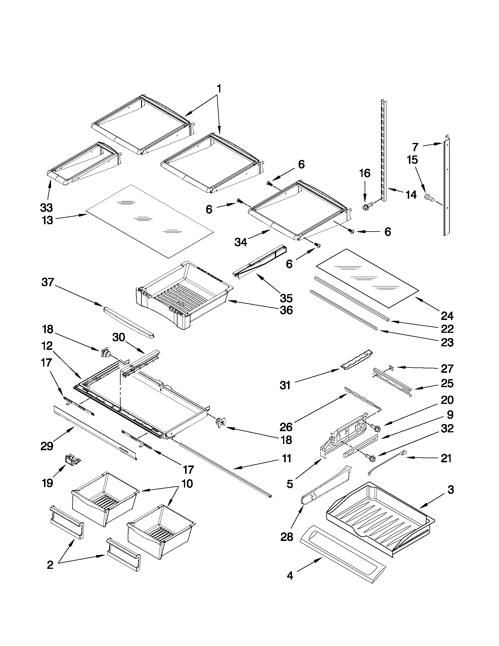 Whirlpool GI6SDRXXB02 shelf parts diagram