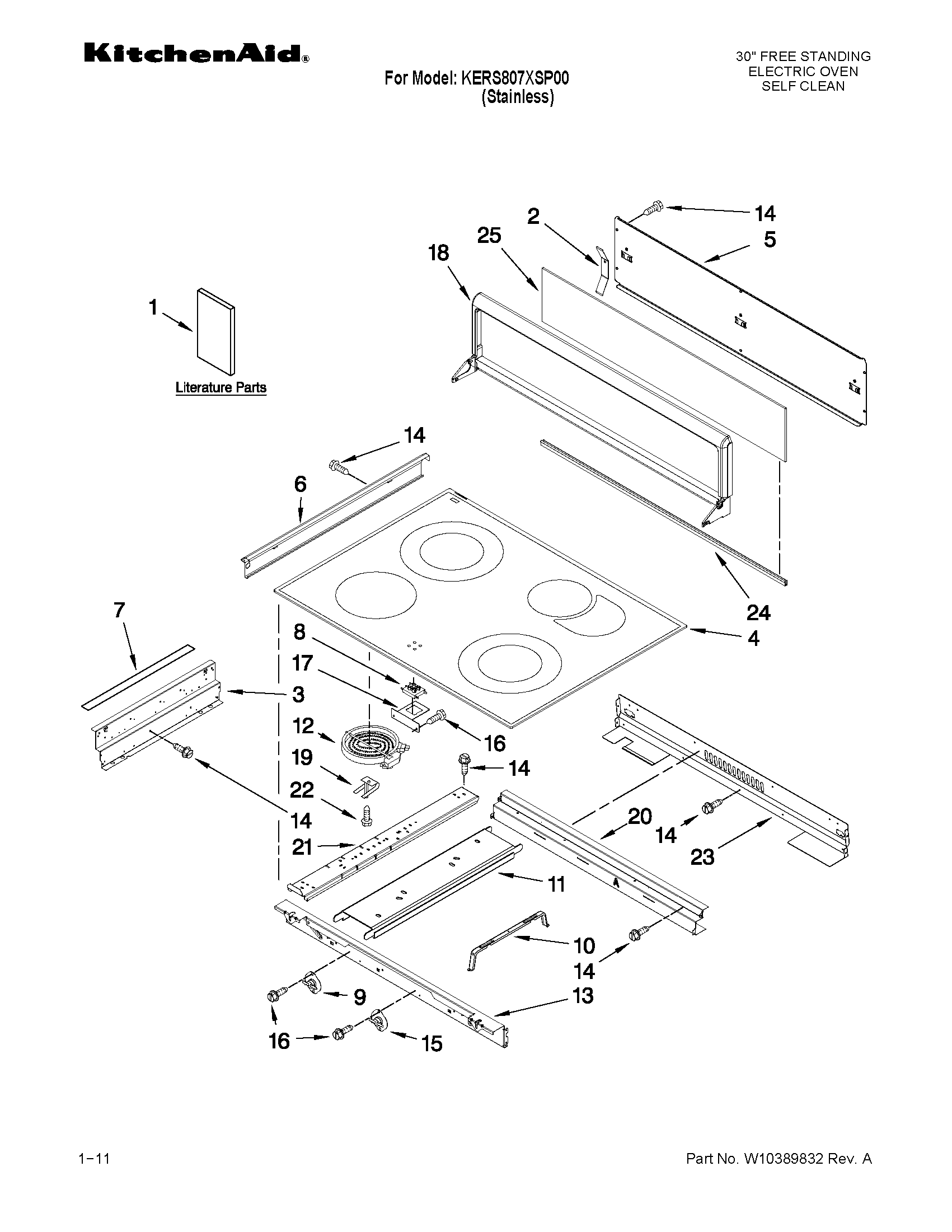 KitchenAid KERS807XSP00 cooktop parts diagram