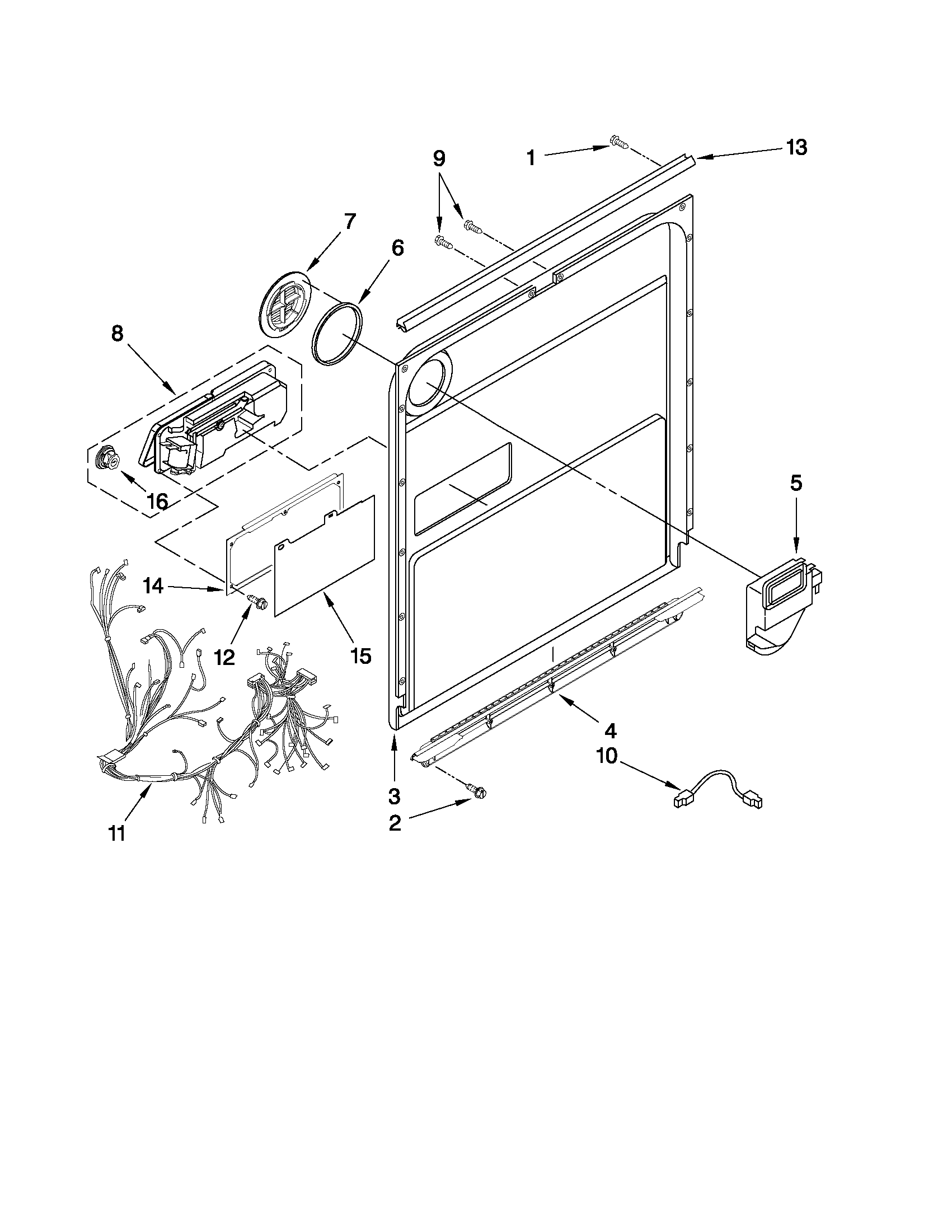 Jenn-Air JDB3200AWS4 inner door parts diagram