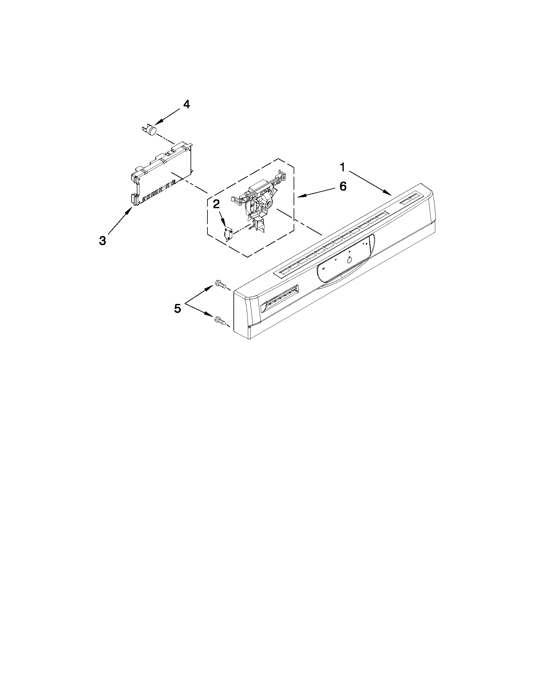 Jenn-Air JDB3600AWP4 control panel and latch parts diagram