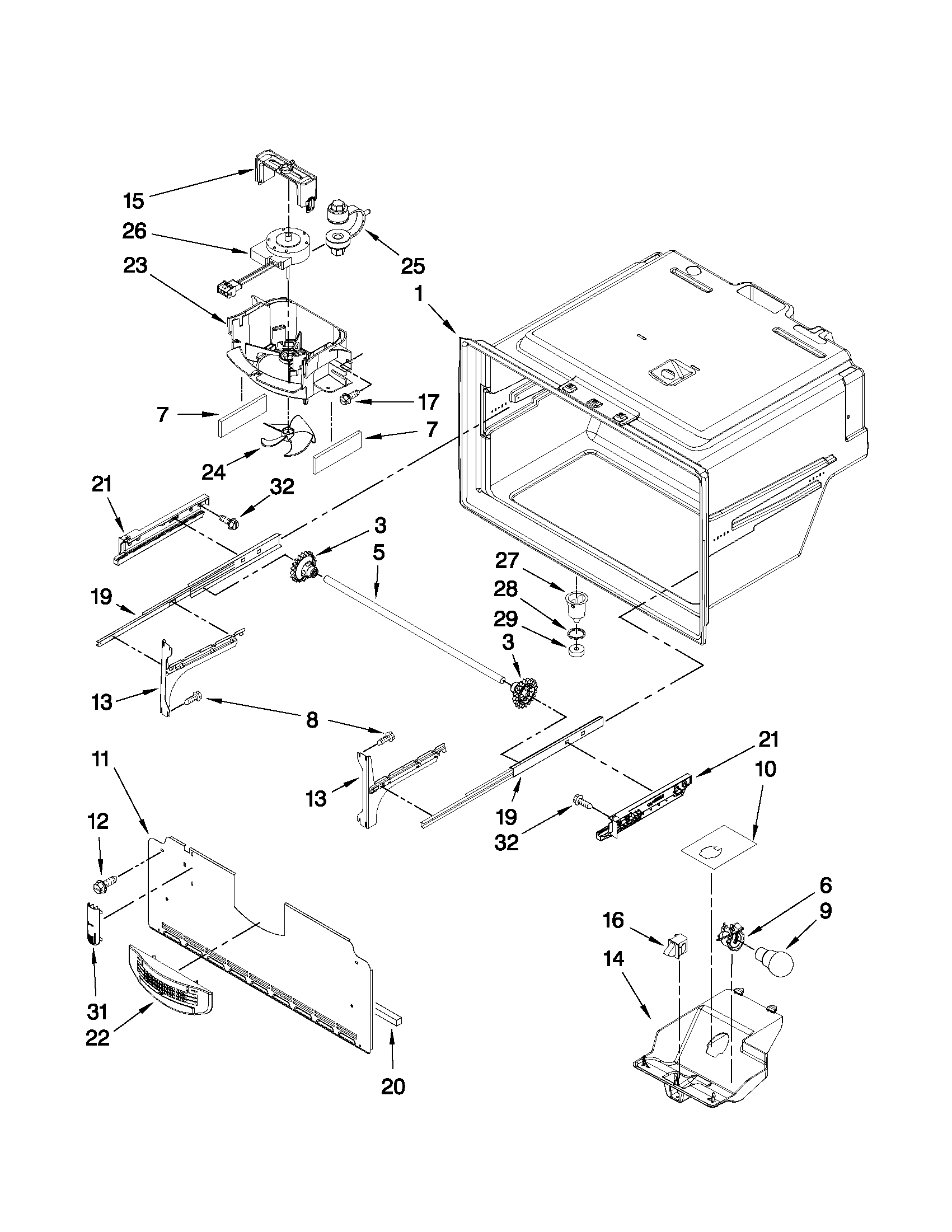 Maytag MFI2670XEM2 freezer liner parts diagram