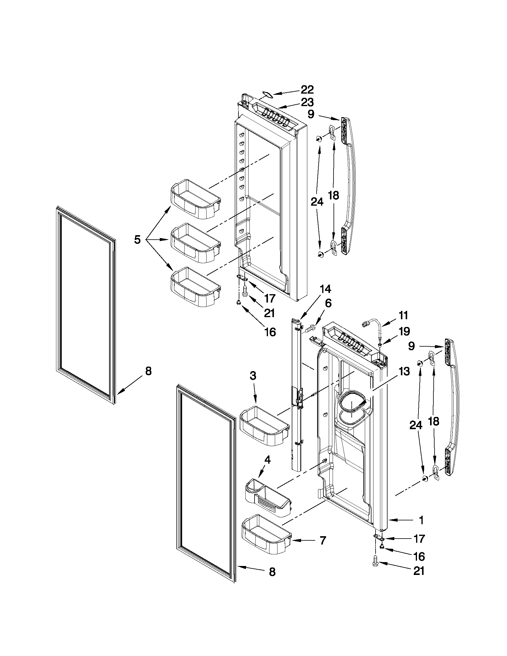 Maytag MFI2670XEM2 refrigerator door parts diagram