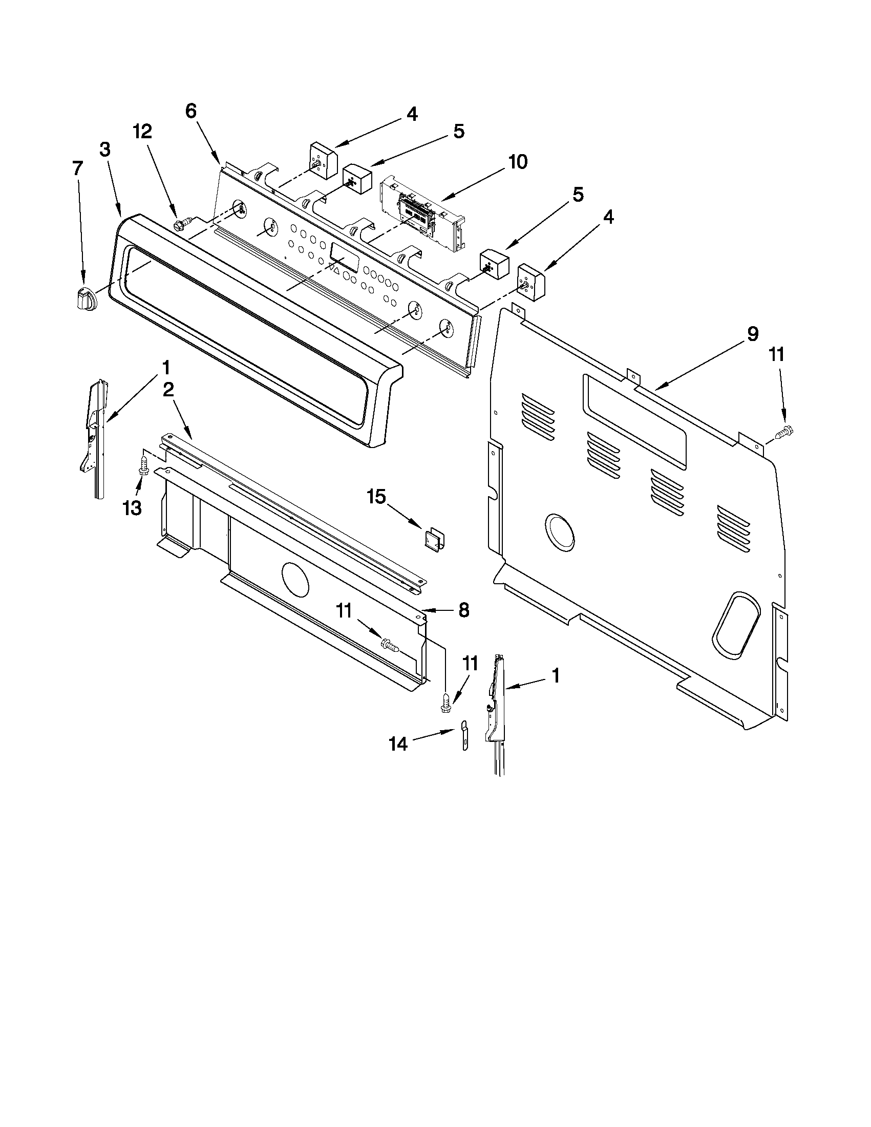 Whirlpool GFE461LVS0 control panel parts diagram