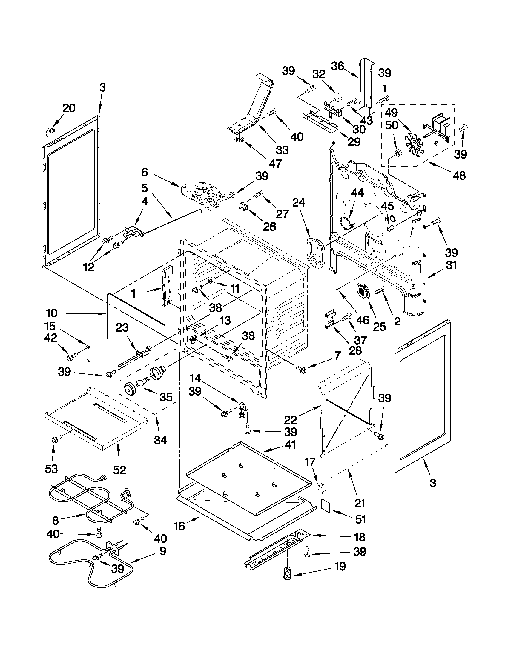 Whirlpool GFE461LVS0 chassis parts diagram