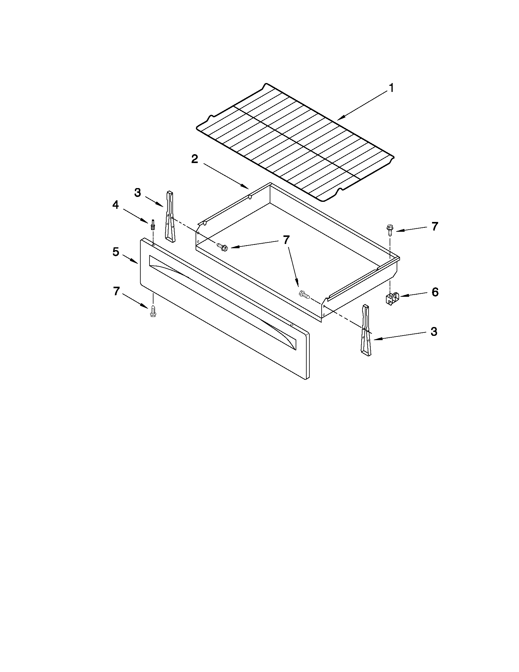 Whirlpool GFE461LVS0 drawer & broiler parts diagram