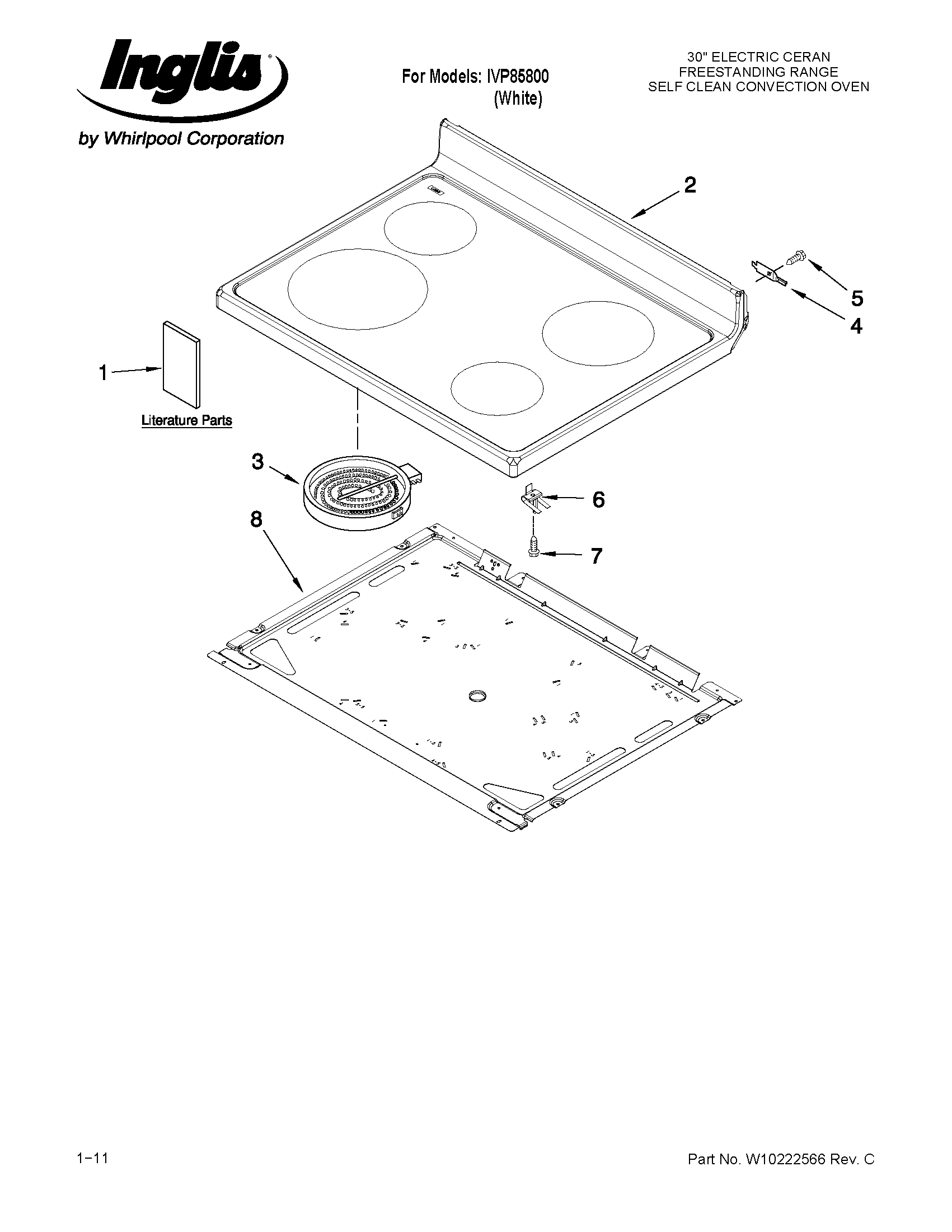Inglis IVP85800 cooktop parts diagram