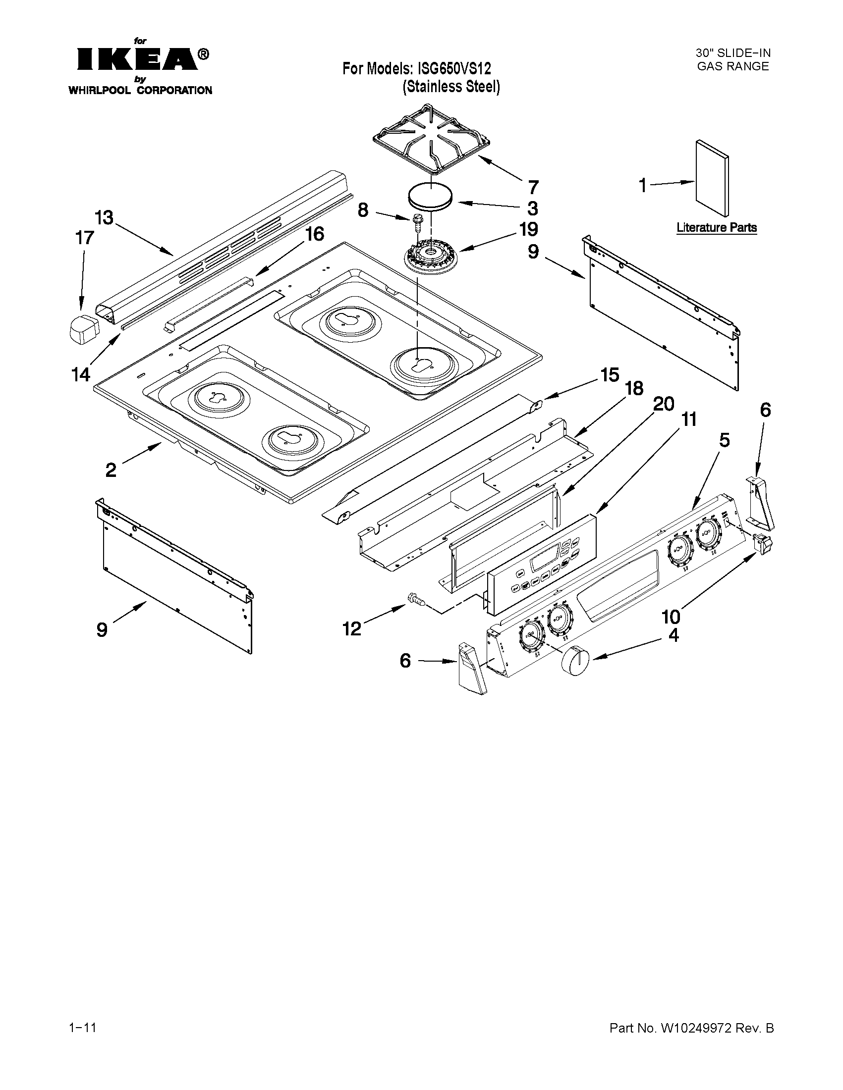 Ikea ISG650VS12 cooktop parts diagram